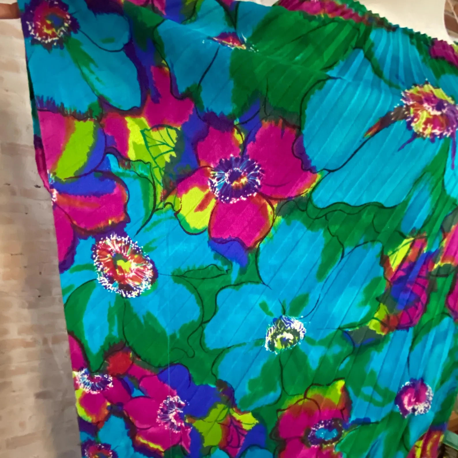 Womens 1970s Vintage Floral Caftan Dress One Size