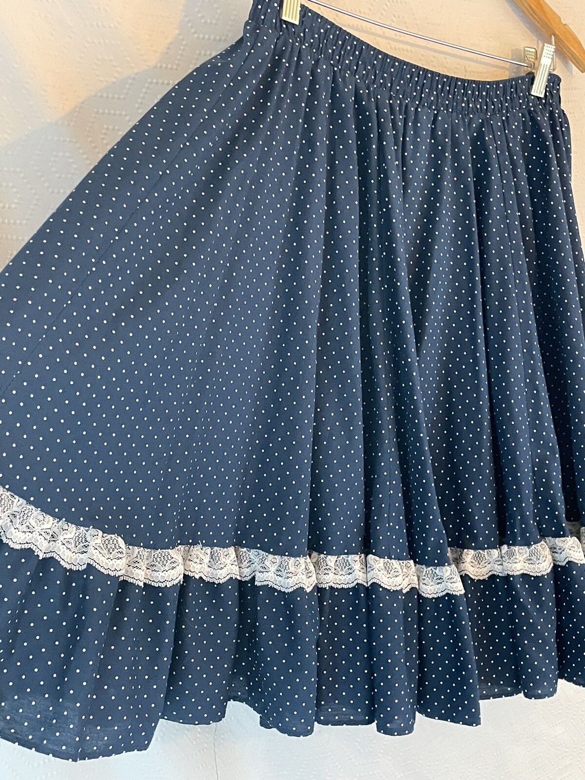 VTG PARTNERS PLEASE Malco Modes Square Dance Circle Skirt Blue Polka Dot M