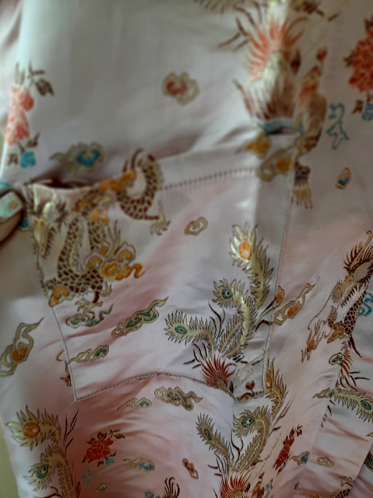 Vintage??? Long Liquid Pink/Multi Color Chinese Robe
