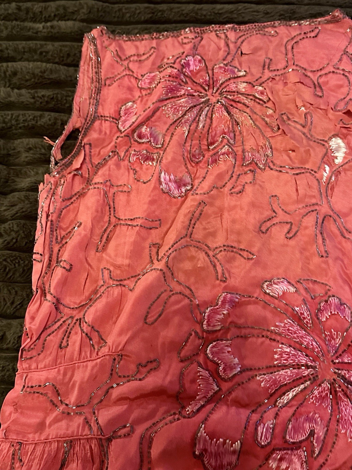 Vintage 1920s Rue De La Paix Paris France Beaded Flapper Dress As Is