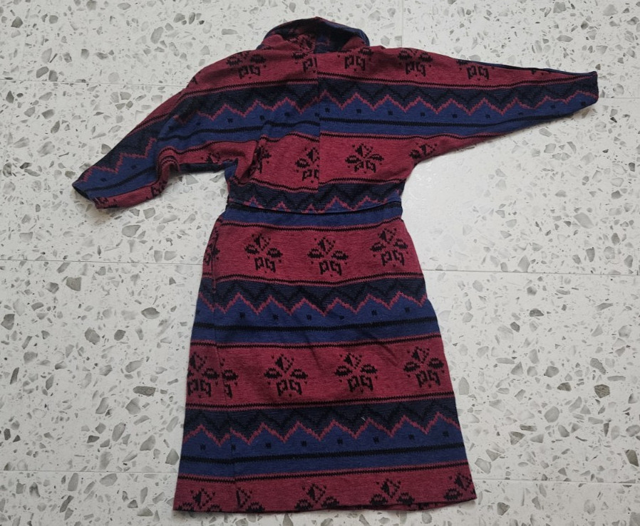 80s Stuart Alan Petites Multicolor Southwest L/S Cowl Neck Dress Sz 4