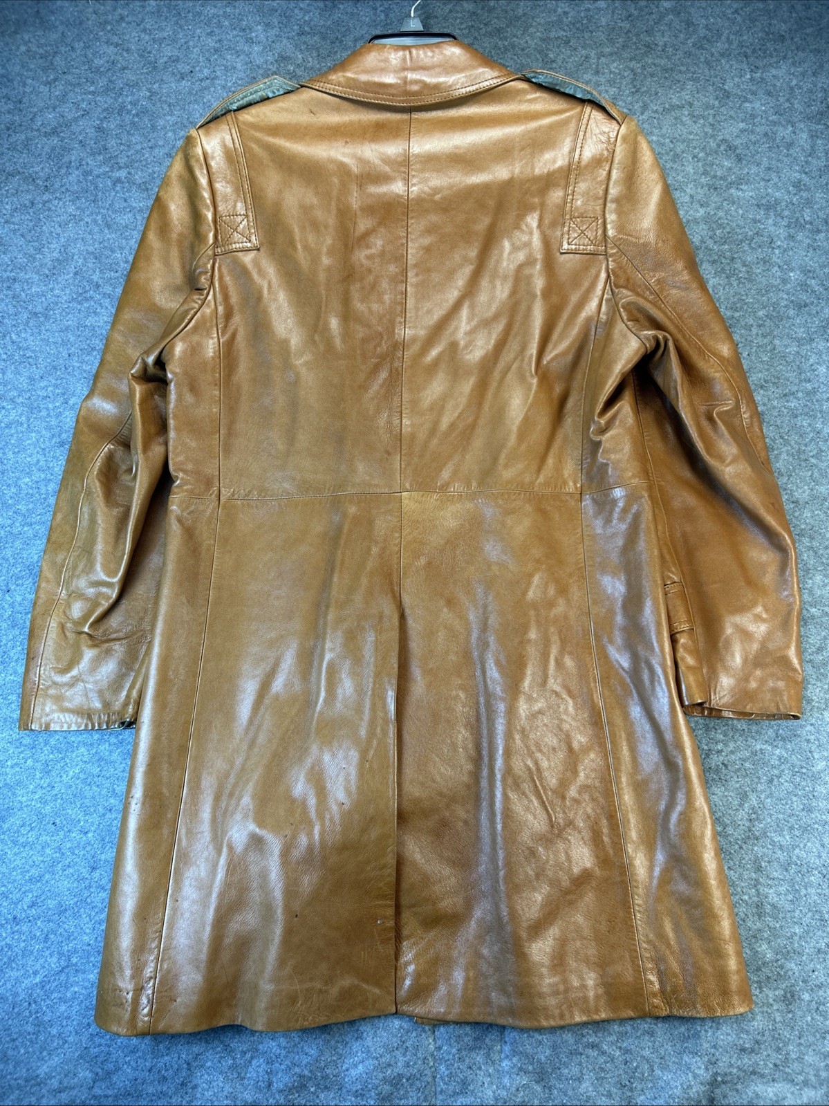 Cortefiel Leather Trench Coat 40 Belted Long Jacket Made in Spain Vintage “Read”