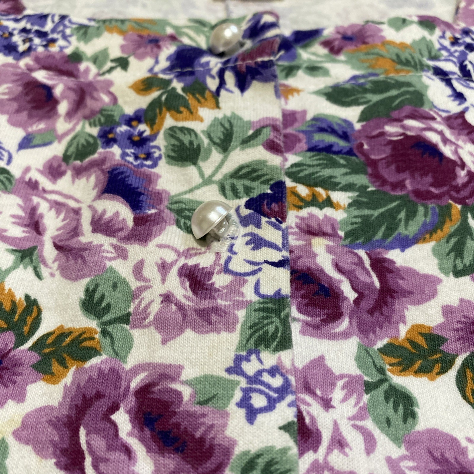 Vtg 80s Spring Floral Button Up Romper M Cotton Best American Clothing *Read*