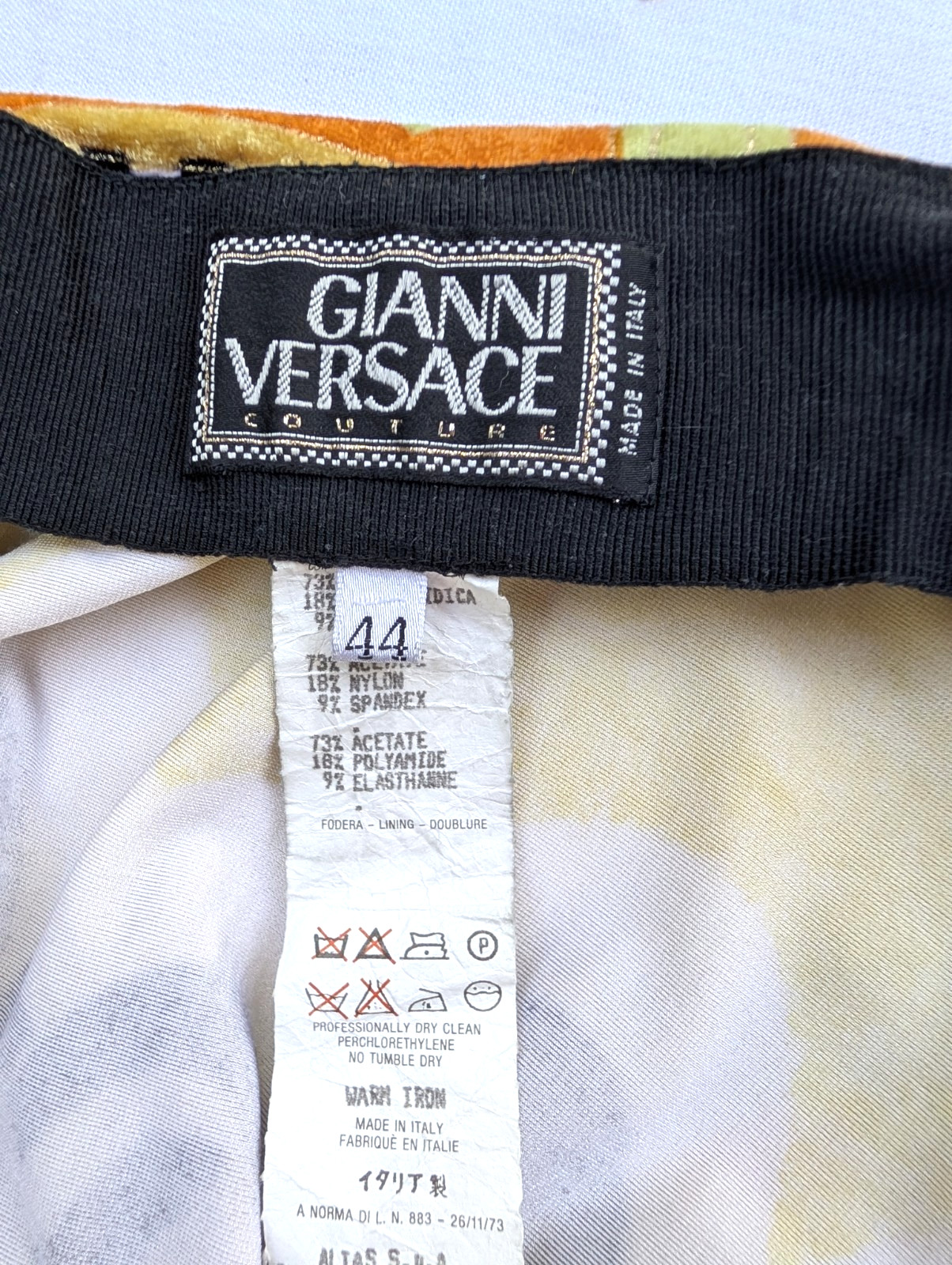 Vintage 90&rsquo;s Gianni Versace couture Velvet leggings stretch pants sz 44 S or XS