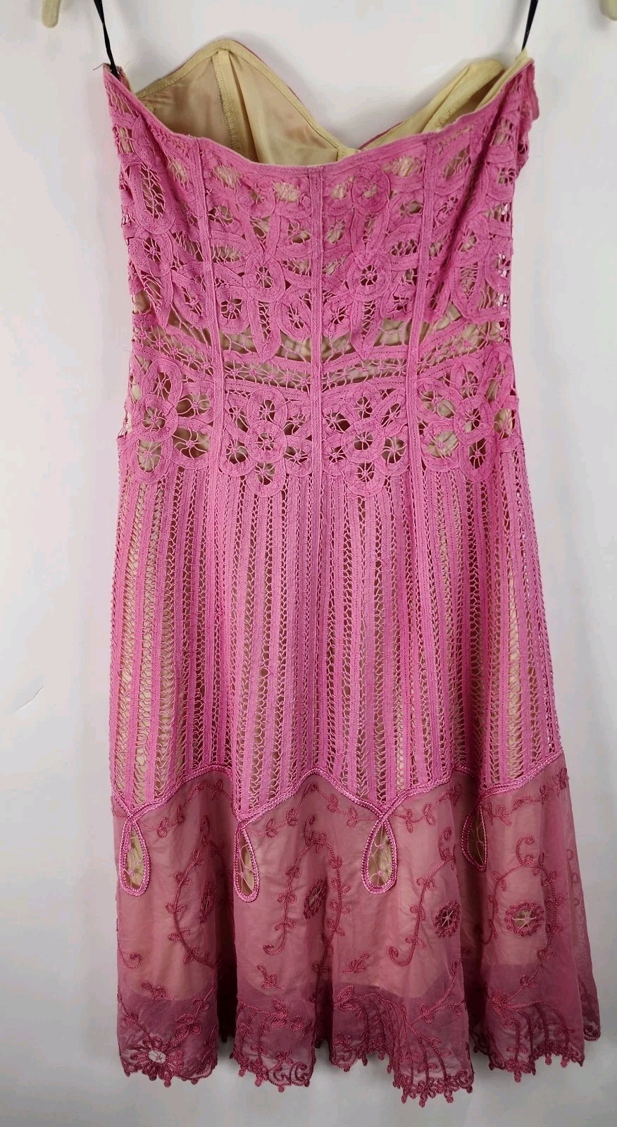 Betsey Johnson Bubblegum Pink Strapless Lace Dress Women&rsquo;s XS Y2K Garden Party
