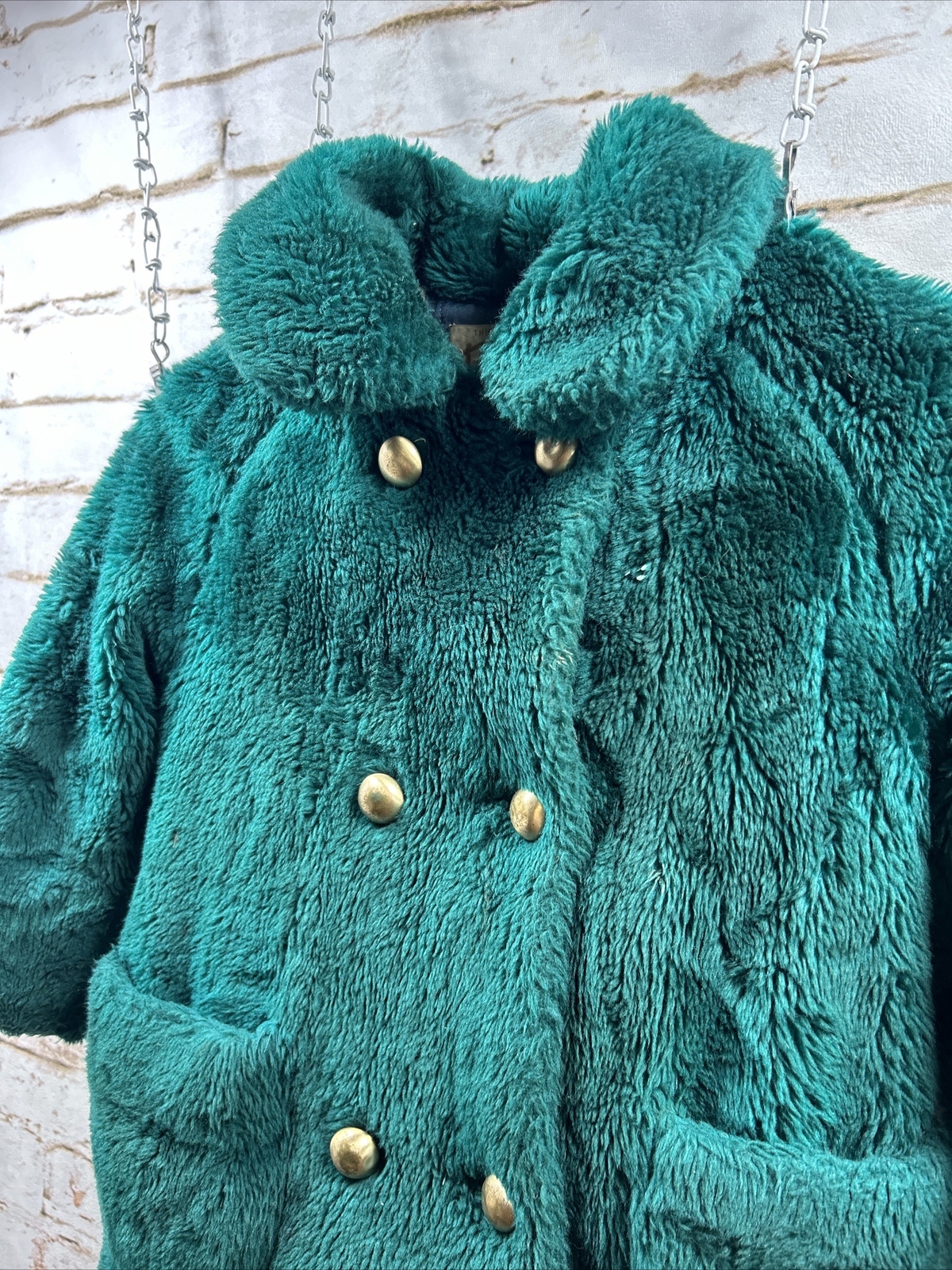 ​Vintage 1970s Teddy Bear by White Stag Green Faux Fur Coat Women&rsquo;s S