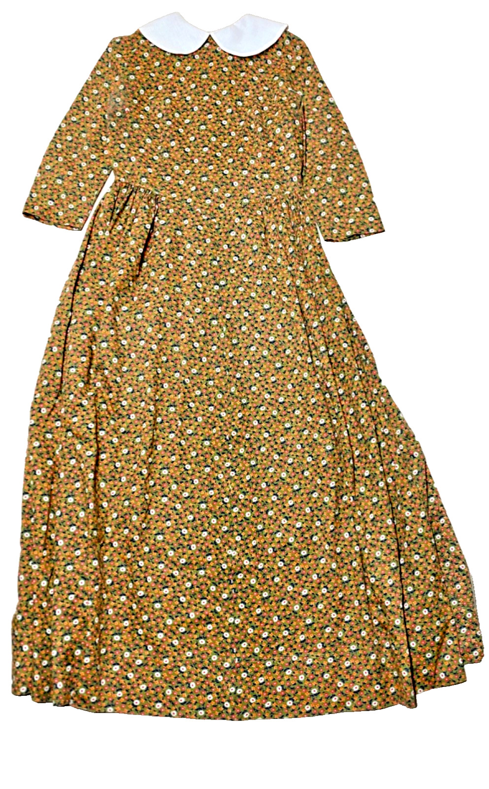 Vintage Prairie Dress Basque Waist 70s Homemade Psychedelic Floral Hippie Maxi