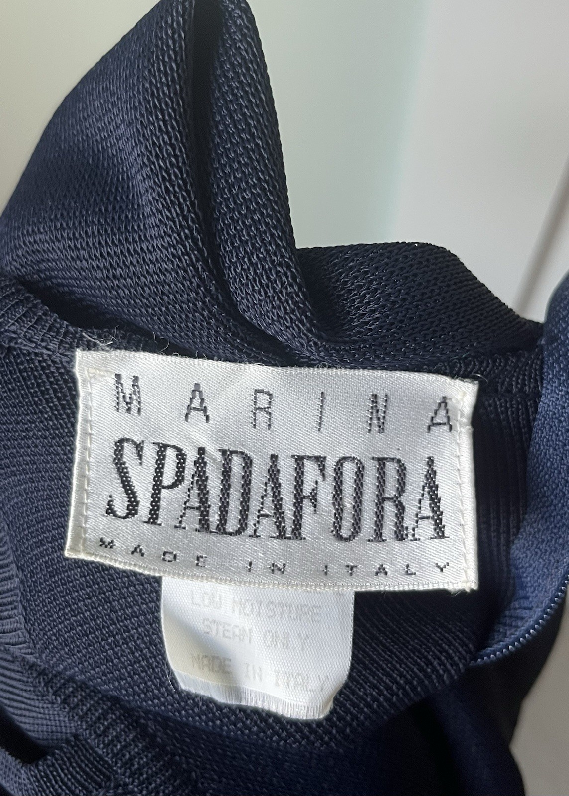 Vintage 80s Marina Spadafora 2 Pc Set Skirt Sleeveless Blouse Choker Neck Blue M