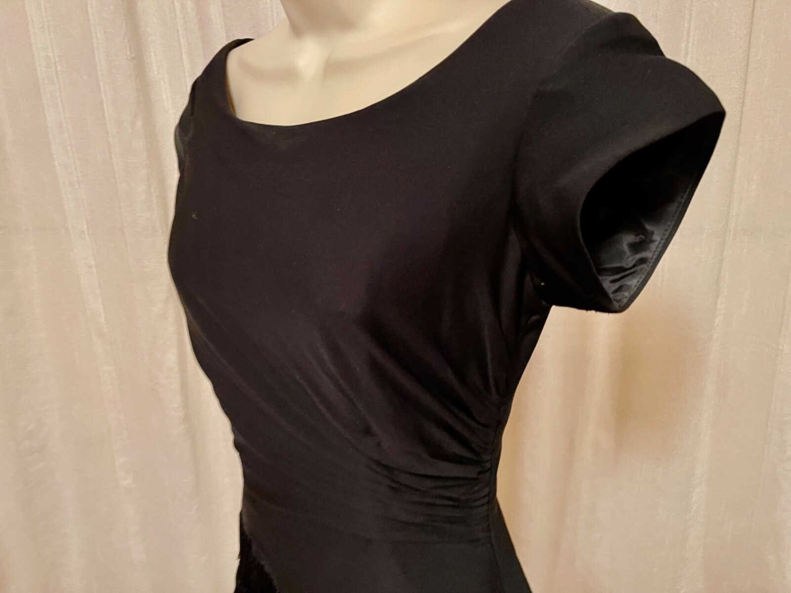 Vintage Black Marilyn Bombshell Wiggle Cocktail Dress Small – 50s