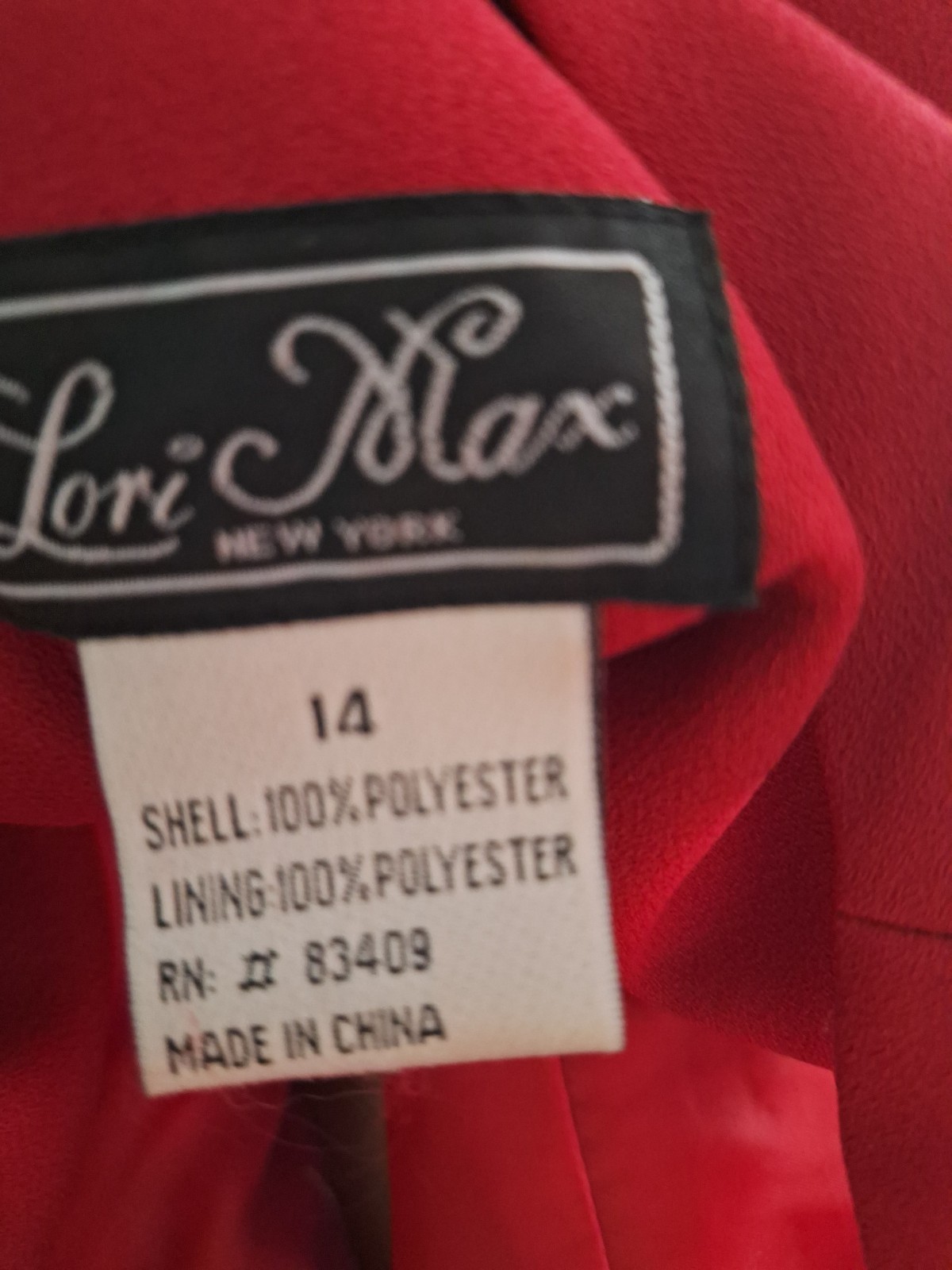 Lori Max Gown and Jacket in Red Size 14