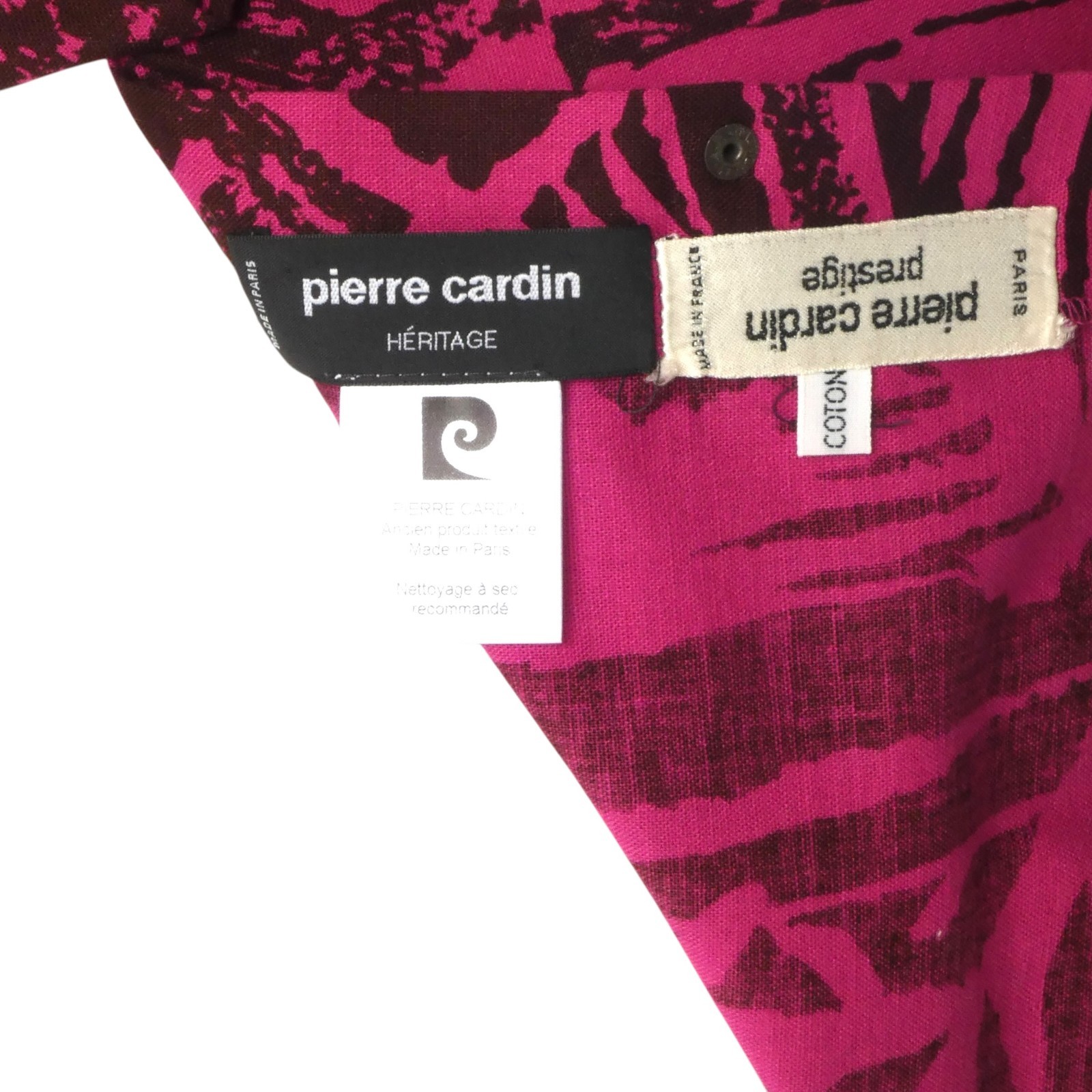 PIERRE CARDIN PRESTIGE – 1980s Raspberry Linen Print Tank, Size-4