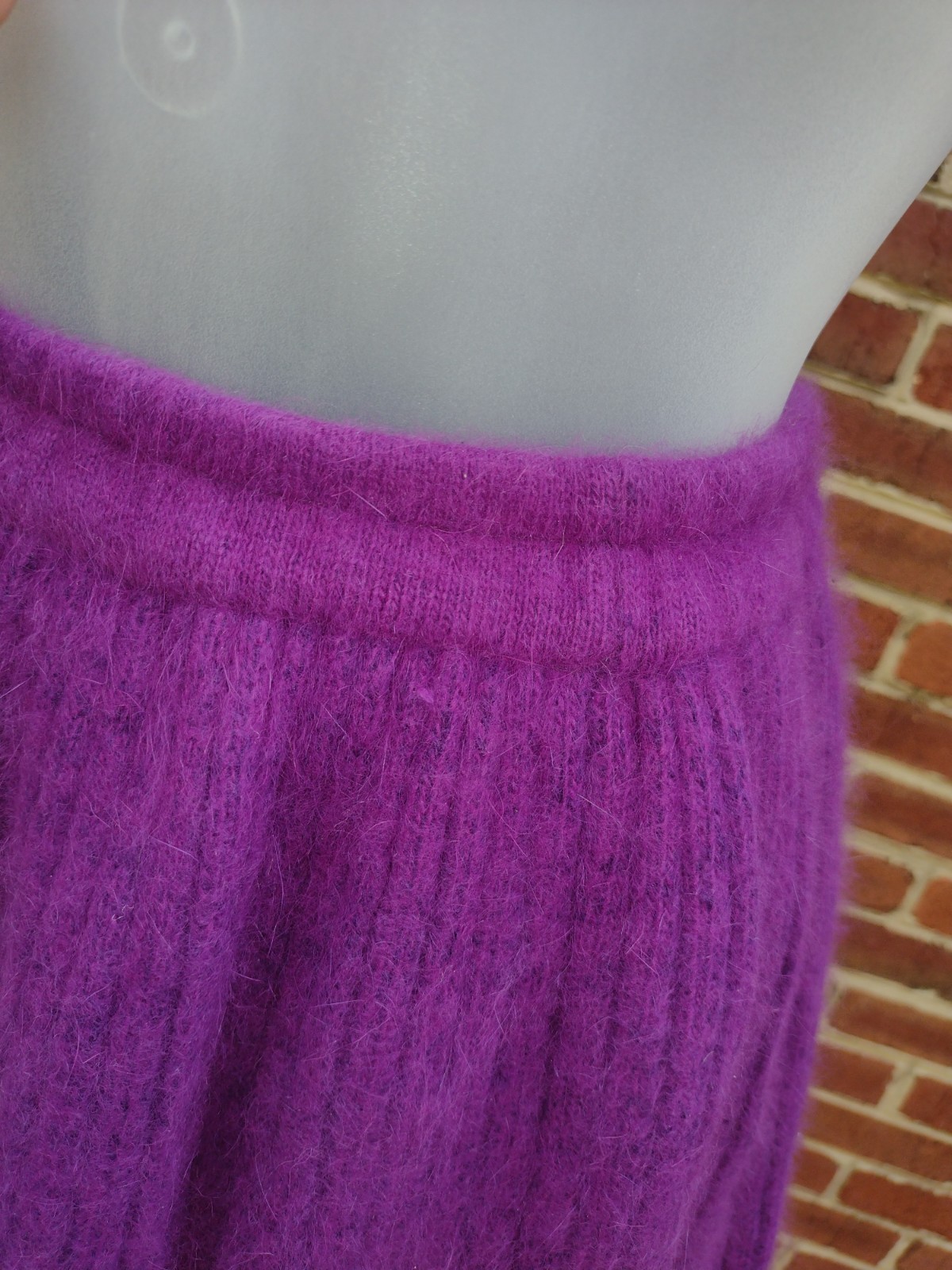 VTG 60s Purple Angora Skirt A‑Line Satin Lined Soft Brushed Knit Cottagecore S