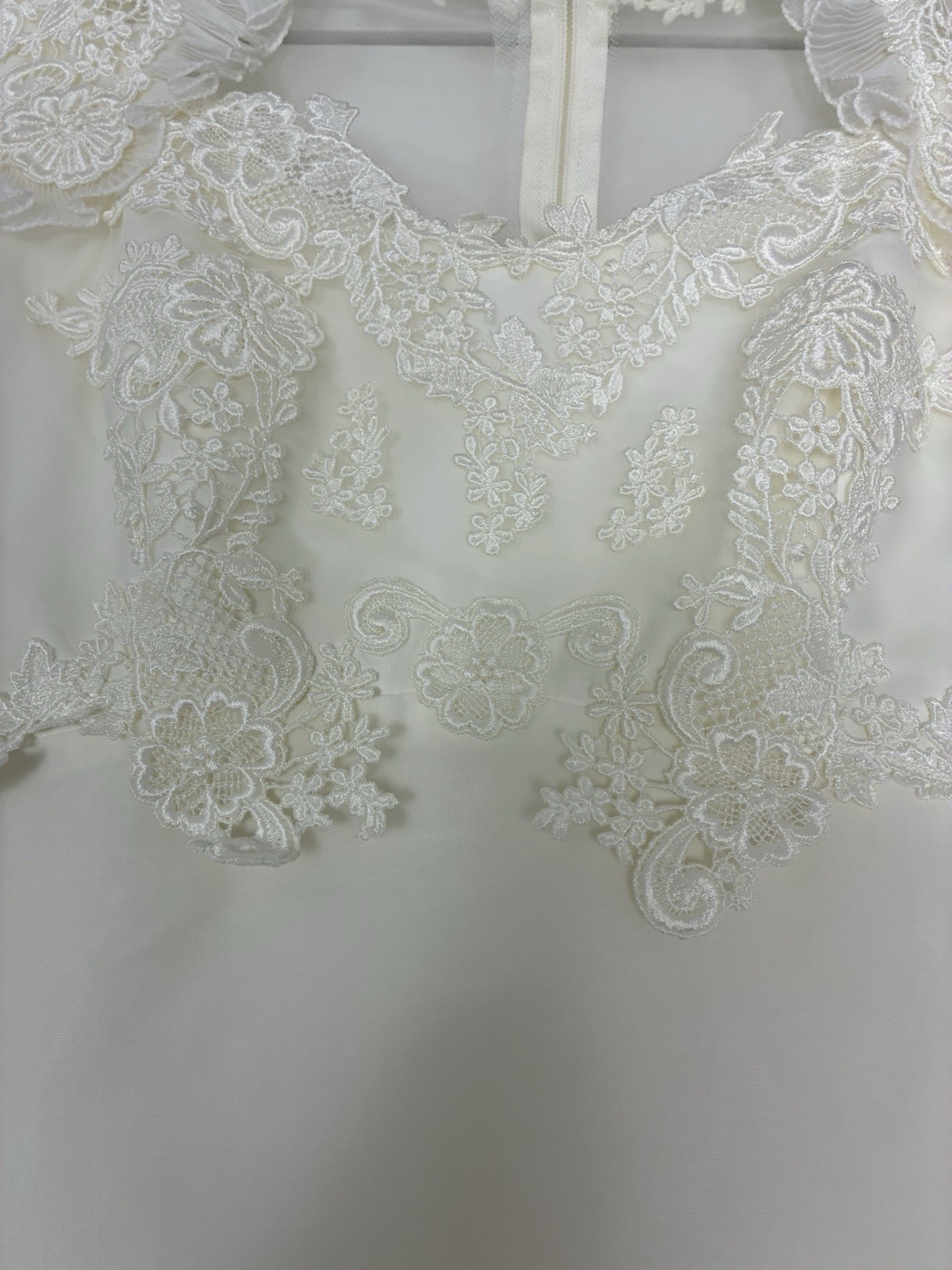 VTG ILGWU Victorian Wedding Dress Gown Sweetheart Neck with Train/Veil 8 Ivory