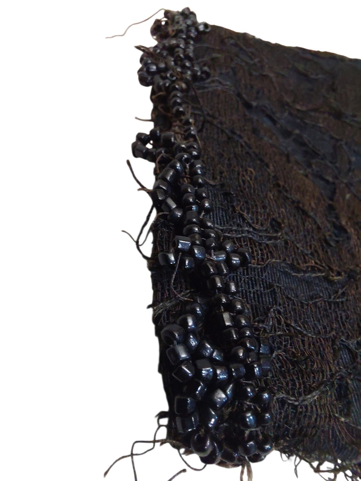 Antique 1890s Victorian Mourning Bodice Silk Faille FrenchJet Beads Wounded Bird