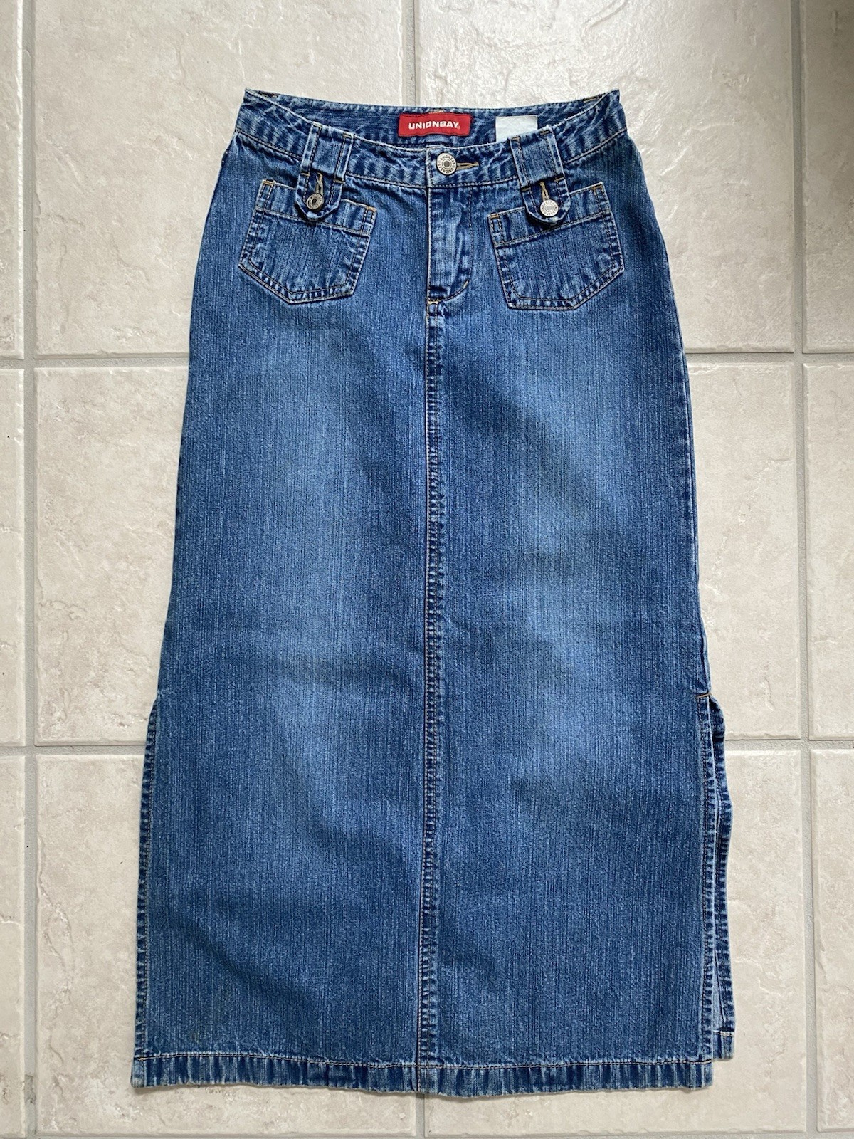 Y2K Vintage 90s UnionBay Denim Slit Skirt 100% Cotton Girls Sz 10 Women’s Sz 0