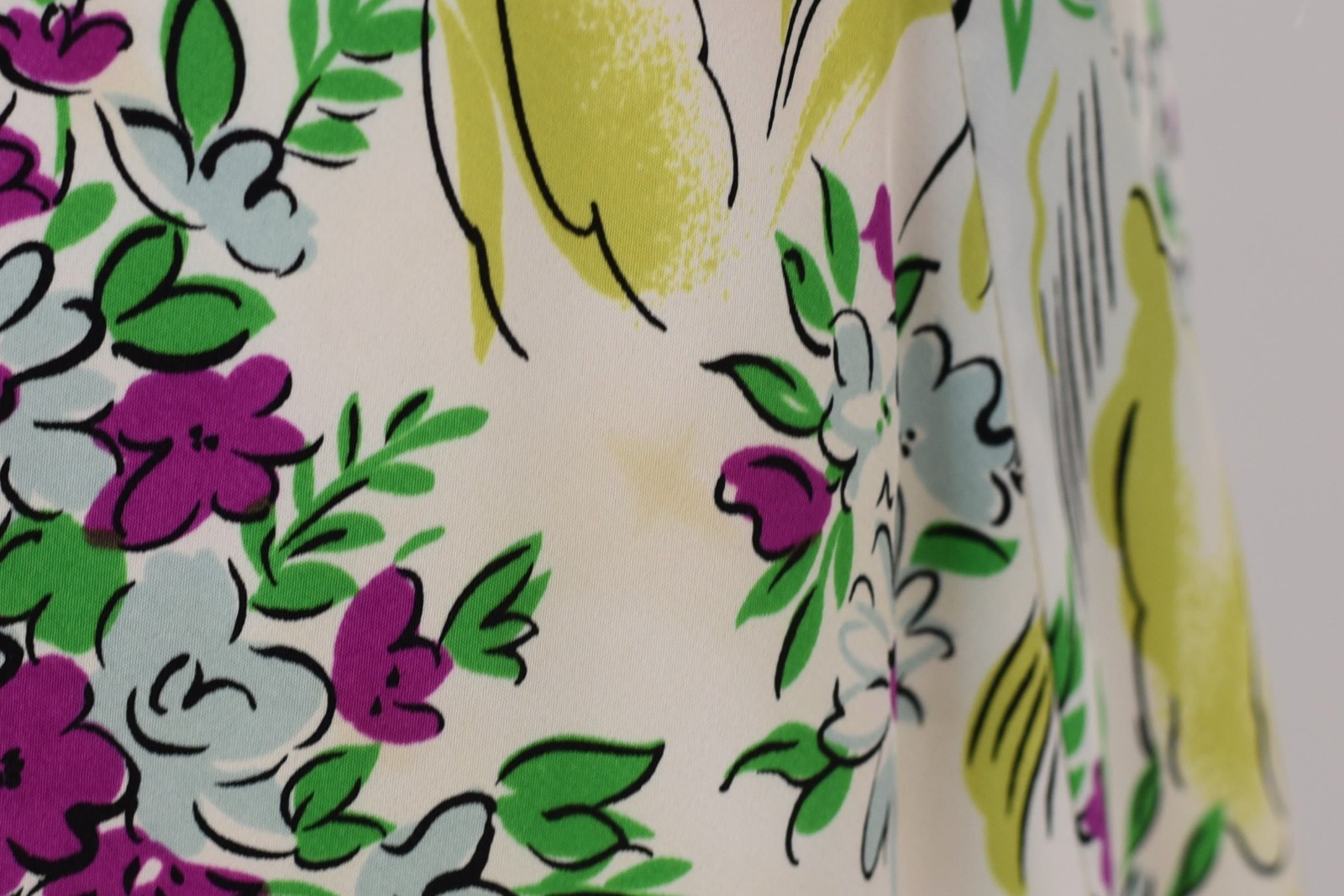 Vtg 1980s Norma Kamali Floral Ribbon Novelty Print Blouse Palazzo Pants Set