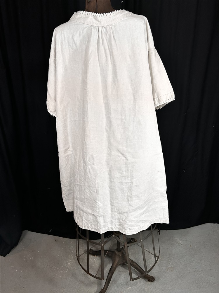 antique chemise shift white linen bust 54 drop shoulder 18th c replica