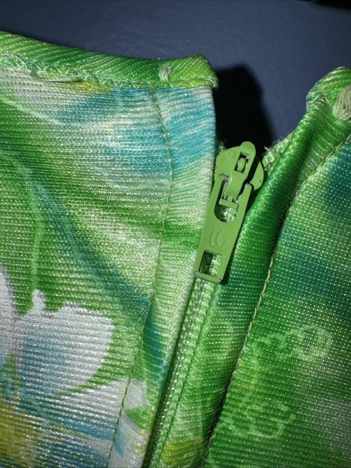 1960s Gown, Green Floral Nylon Back Zip, USA Unbranded Hippie, Festival Day