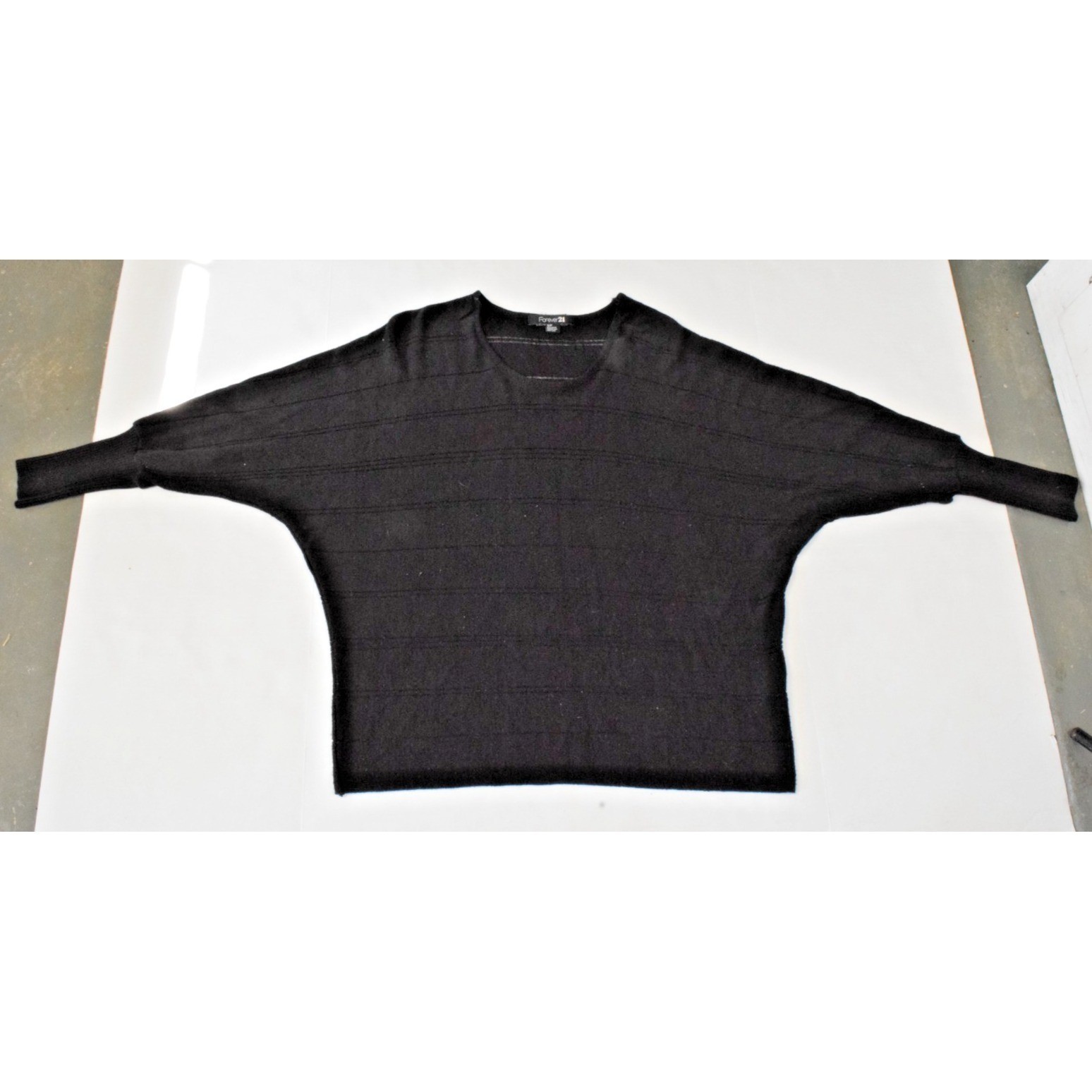 Vintage Shirt Forever 21 Sz S 90s Black Sheer Stripe Seamless Shoulders Made USA