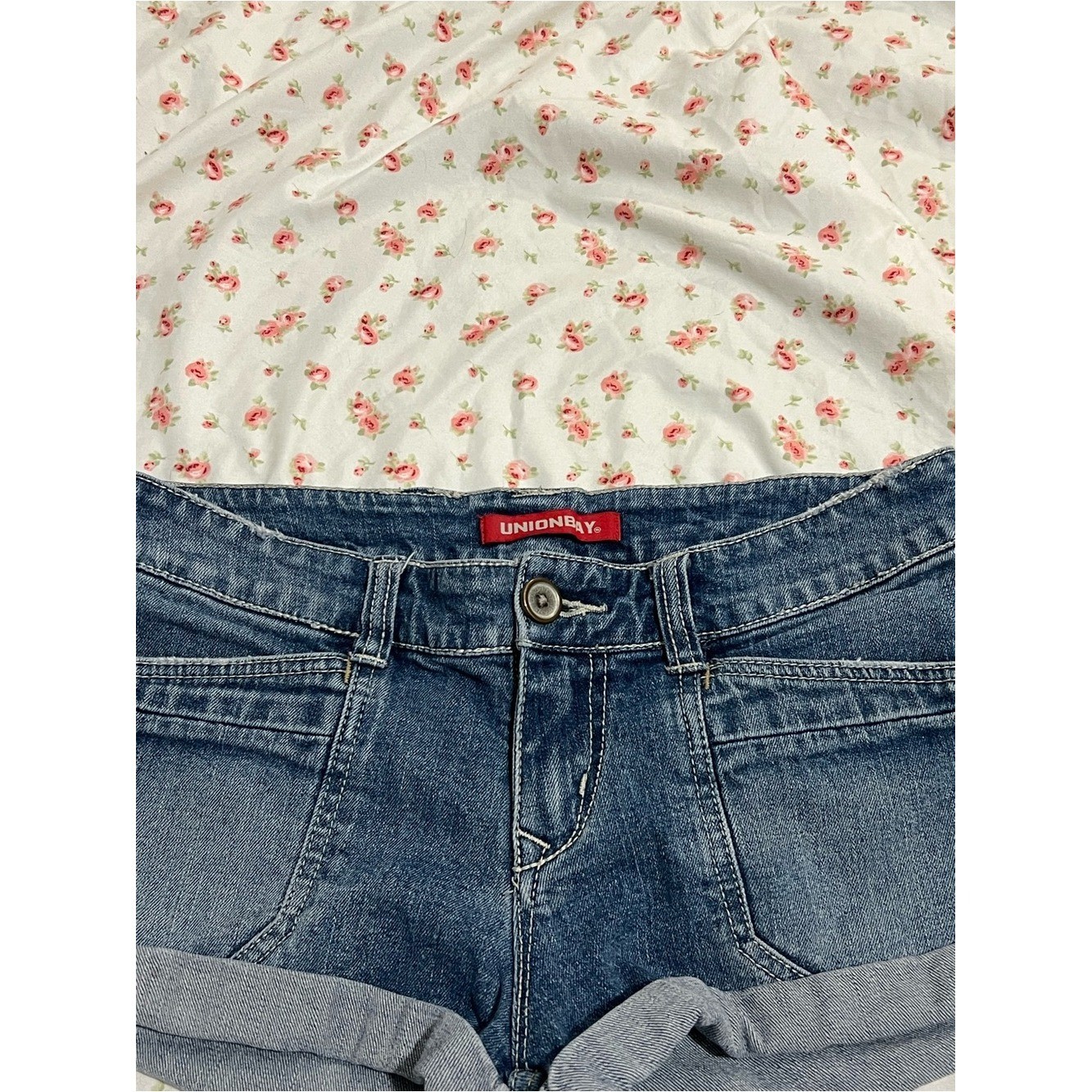 vintage union bay low rise butt pocket denim mini shorts