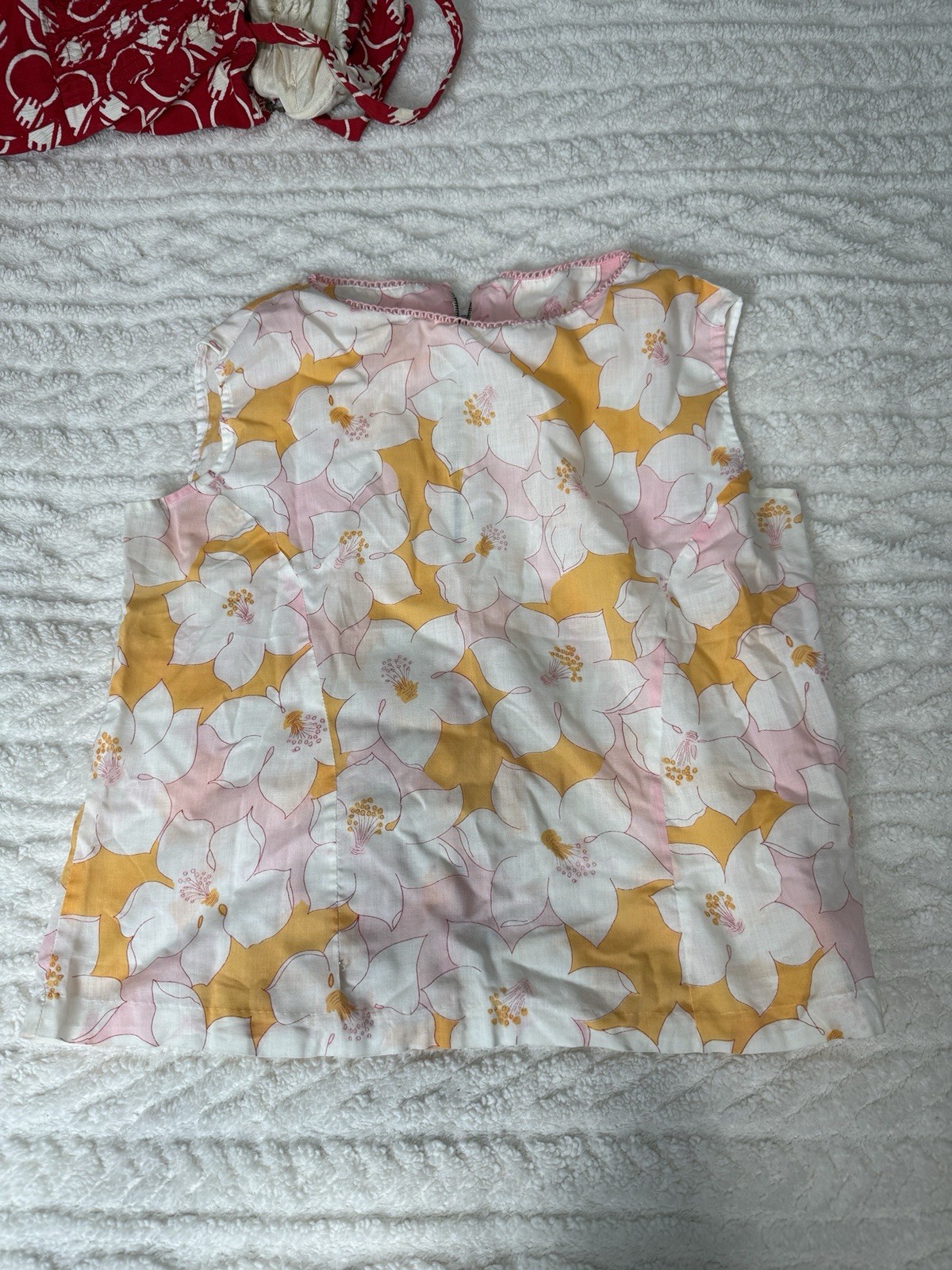 Vintage Women’s 1950’s 1960’s Mid Mod Floral Blouse Cotton Sleeveless Groovy
