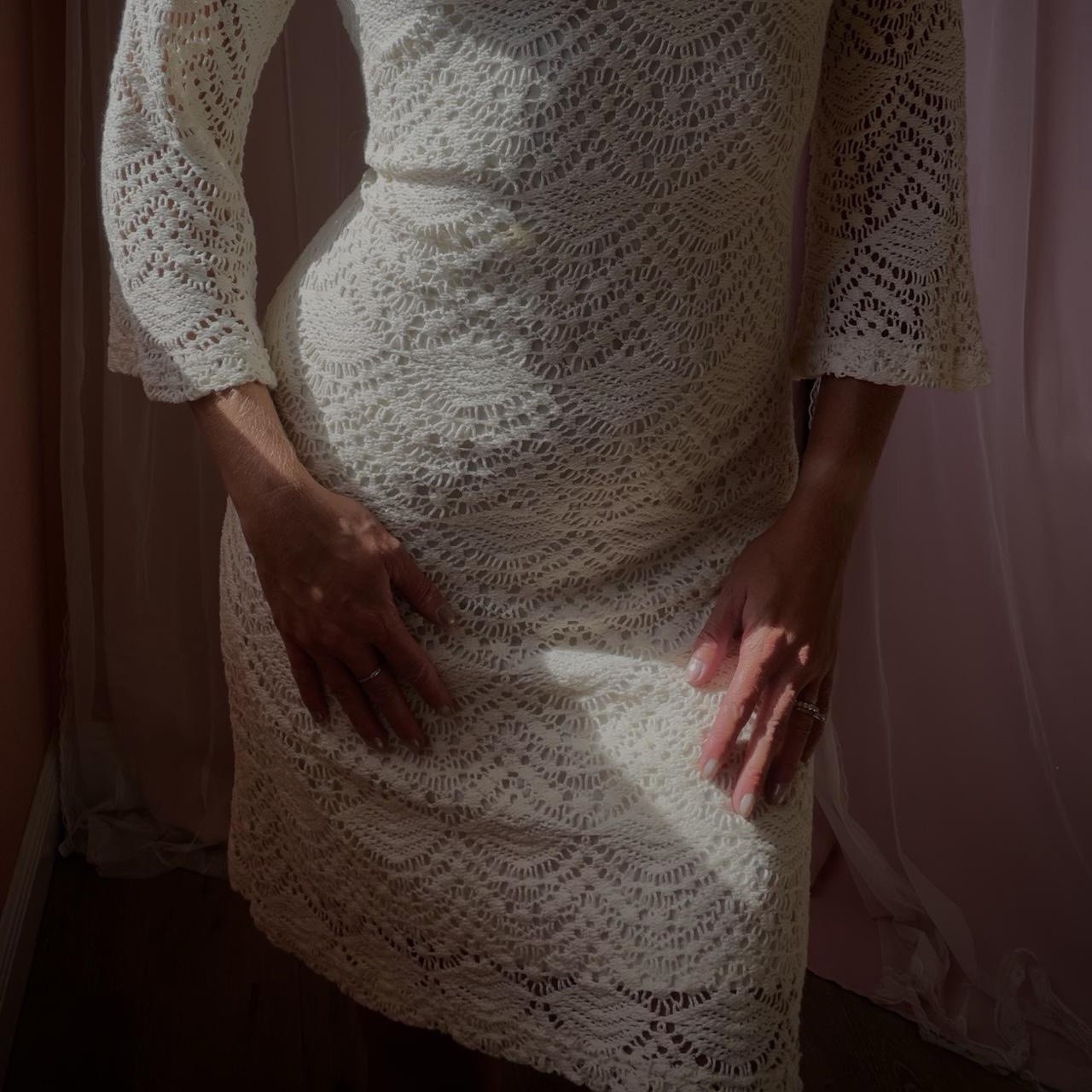 1990s cream crochet dress