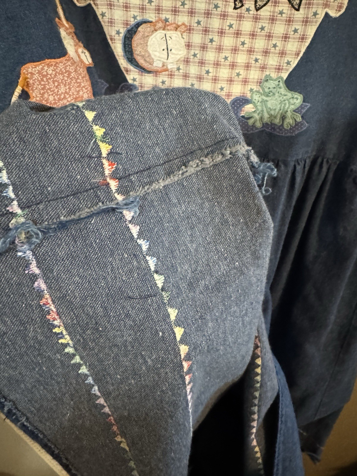 Vintage Patchwork Homemade Denim Look Noah’s Ark Dress See Measurements
