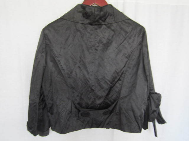 V Cristina Jacket Large Black 3/4 Sleeves Vintage Polyester & Cotton