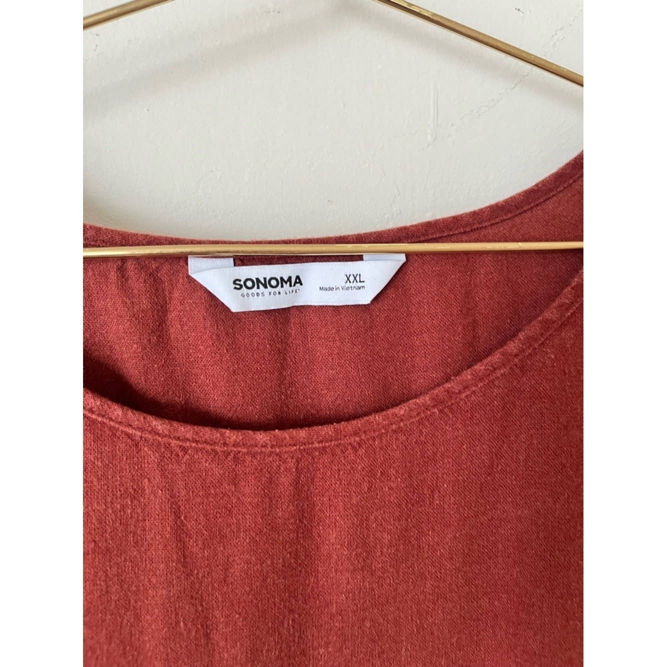 Sonoma Rust linen summer Cottagecore Short Sleeve Mini Dress XXL