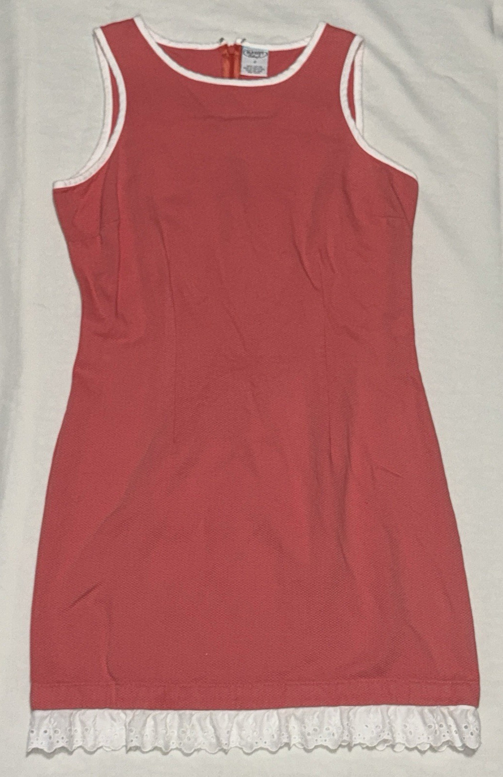 Vintage OLD NAVY Clothing Co Coral Red Tank Dress Eyelet Trim Size 4
