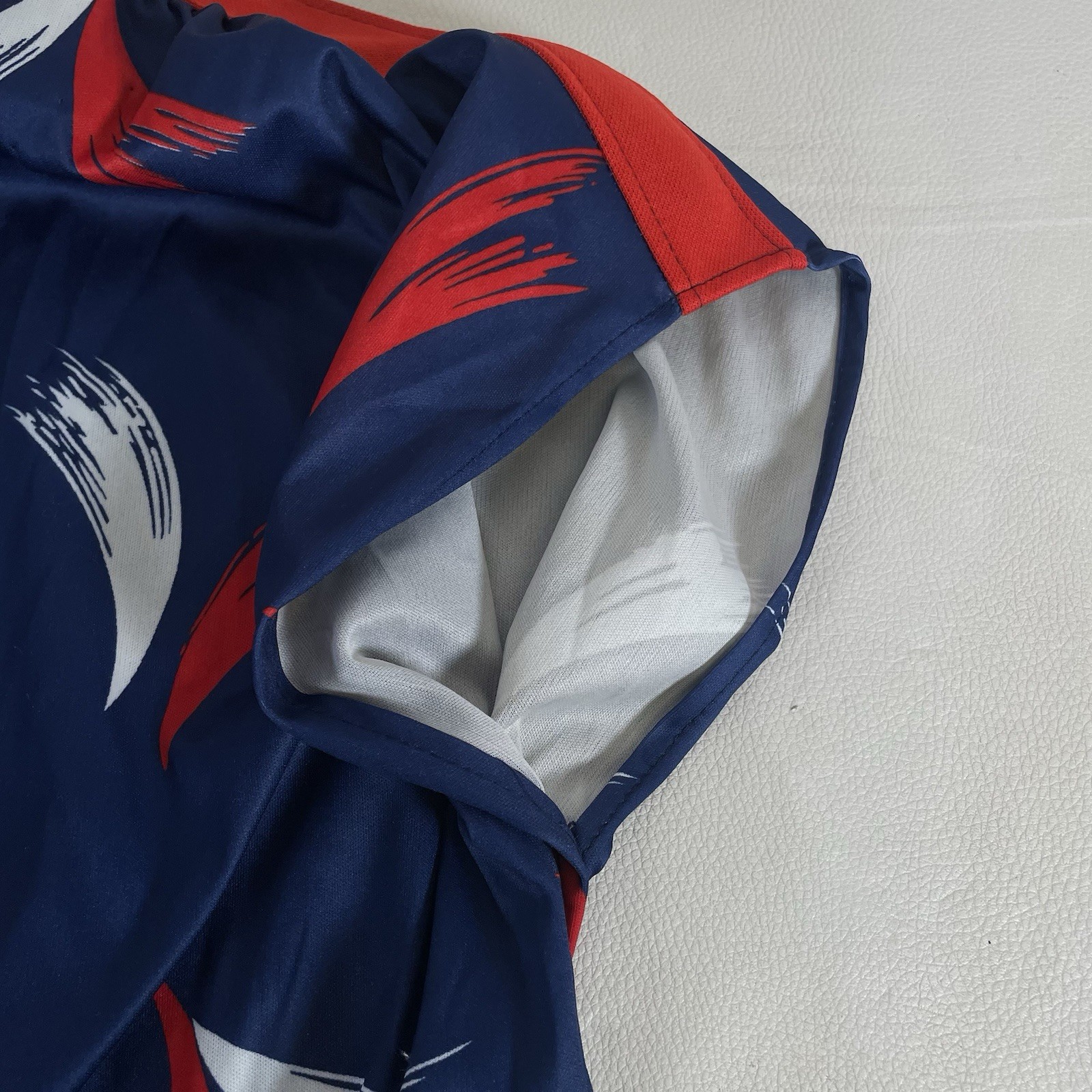 Vintage Poly Red White & Blue Cinch (Uniform?) Dress W/Sash Sz L(?)