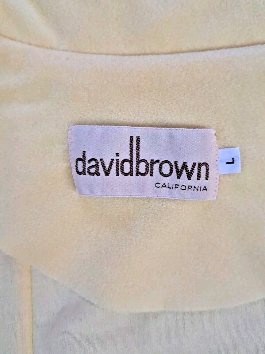 David Brown California Bathrobe Size L Yellow Velour Zip Front Retro Loungewear