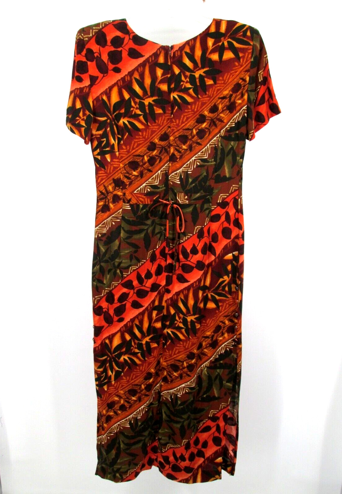 NWT DAWN JOY VINTAGE Y2K Maxi Dress Women 5/6 Multicolor Short Sleeve USA TRIBAL