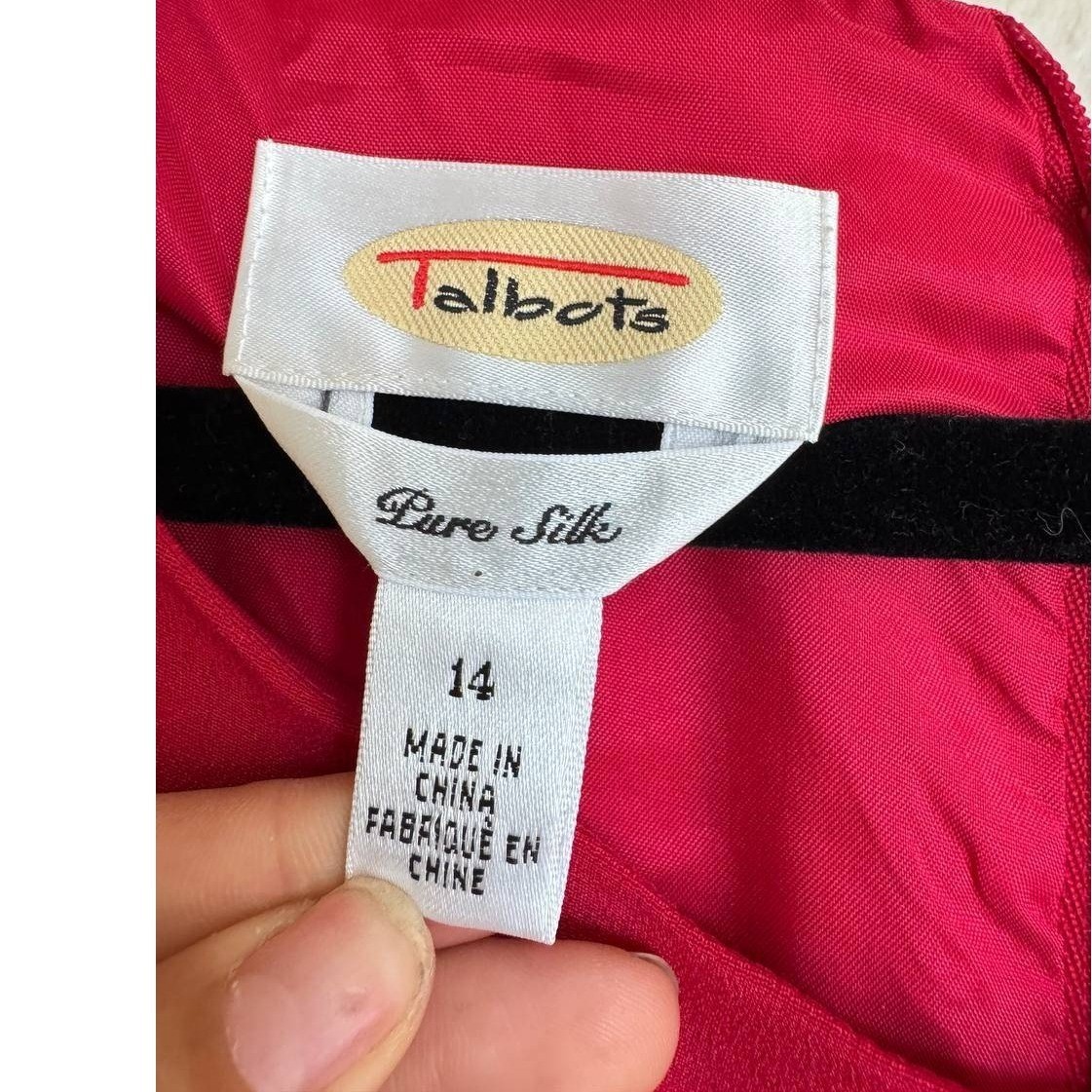 Talbots Vintage Silk Sleeveless Sheath Dress 14 Red Cottagecore Euro Summer