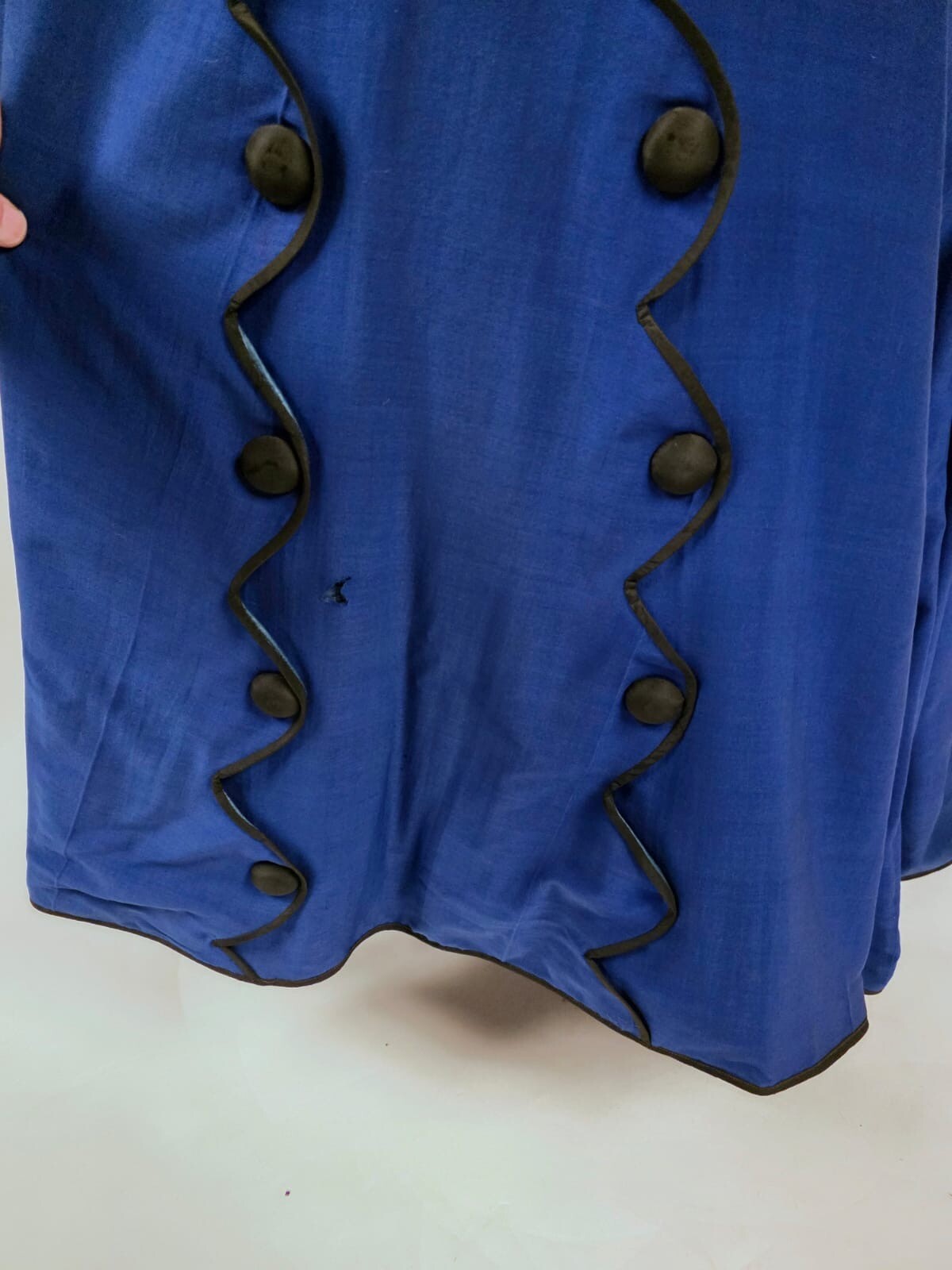 VICTORIAN 1860’S BLUE WRAPPER DRESS W QUINTUPLE BUTTON FRONT + 78 BUTTONS