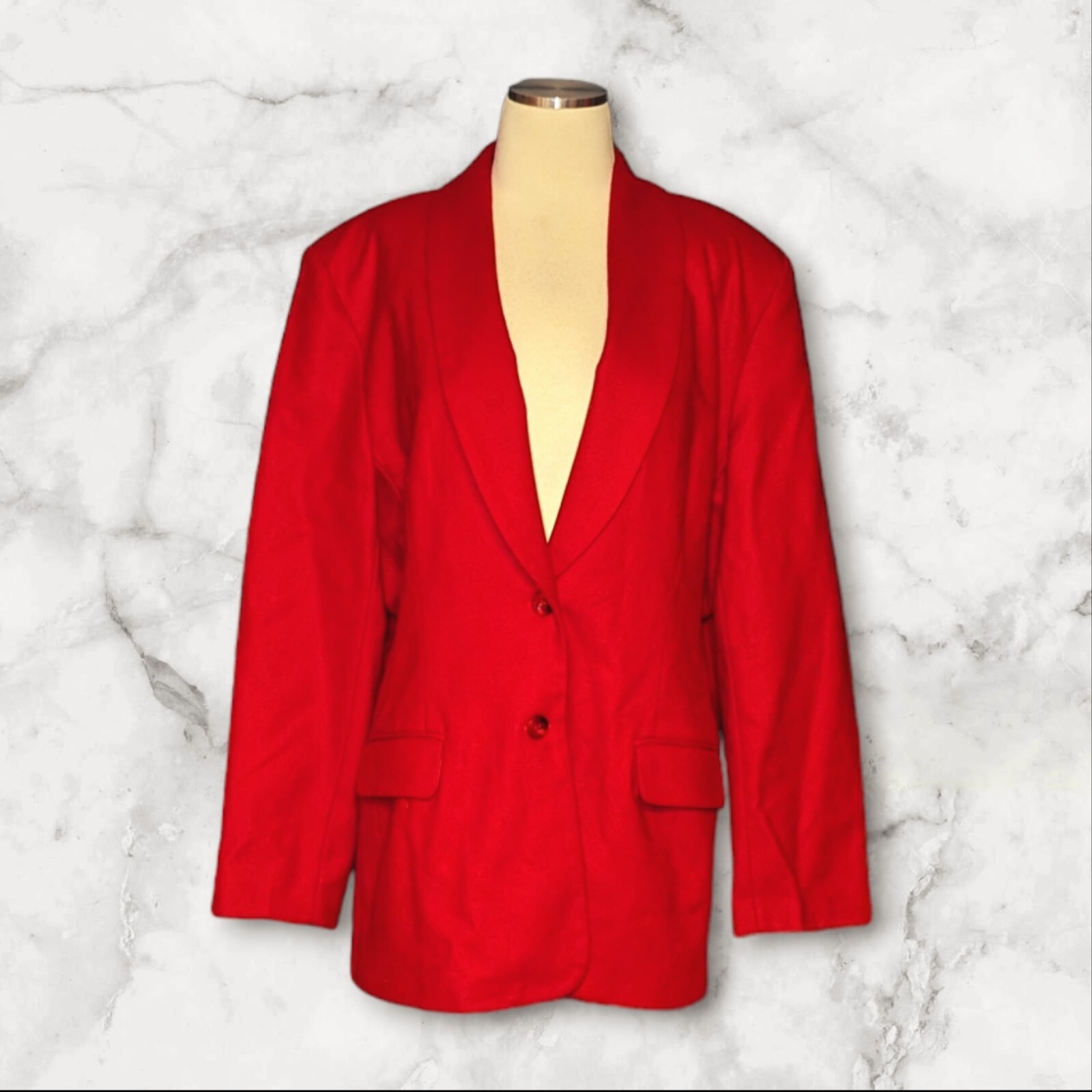 New MODIANO 1980s Solid Red Blazer Jacket 100% WOOL Business Size 14 Women&rsquo;s