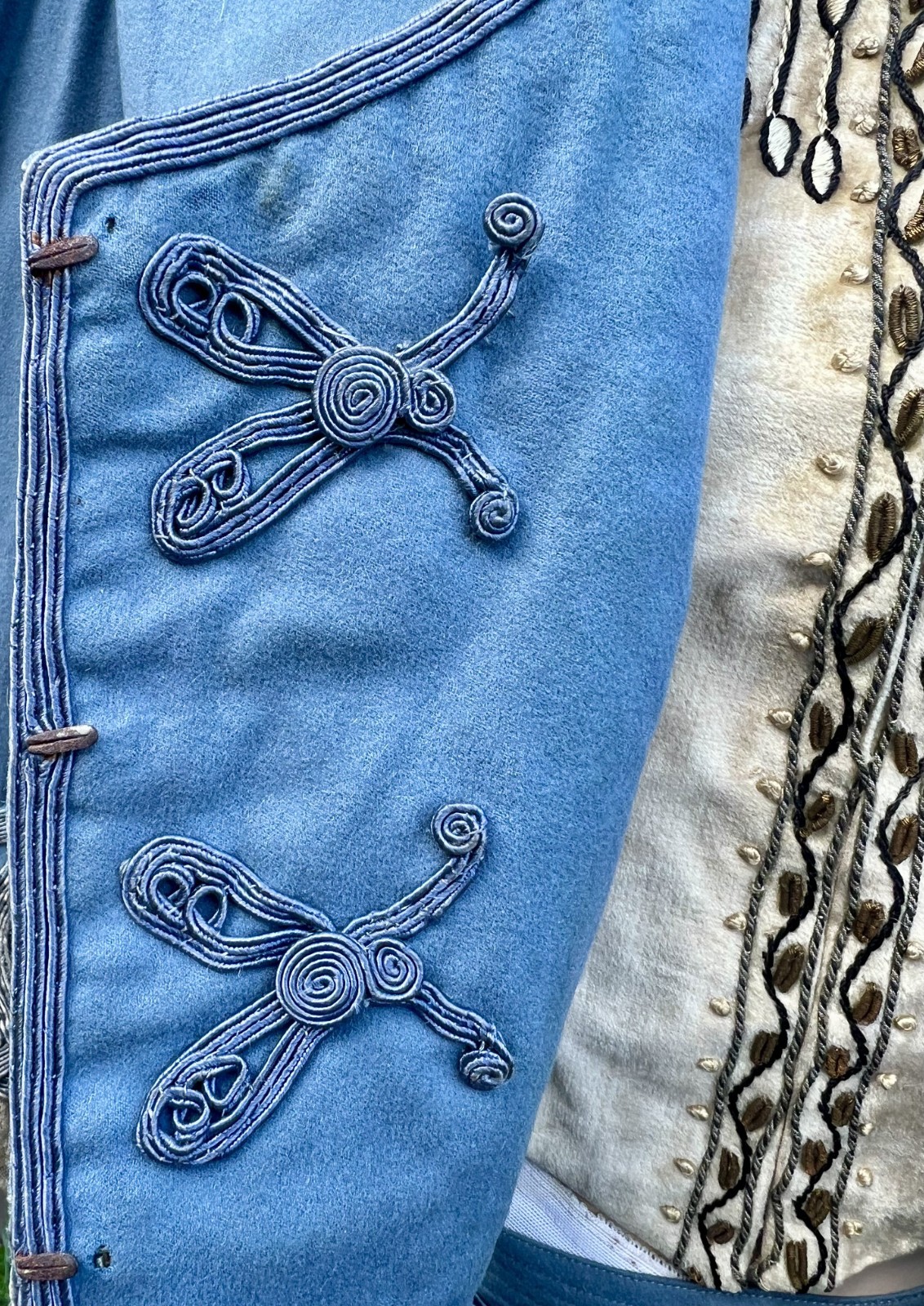 ANTIQUE EDWARDIAN BLUE WOOL 2PC WALKING SUIT DRESS