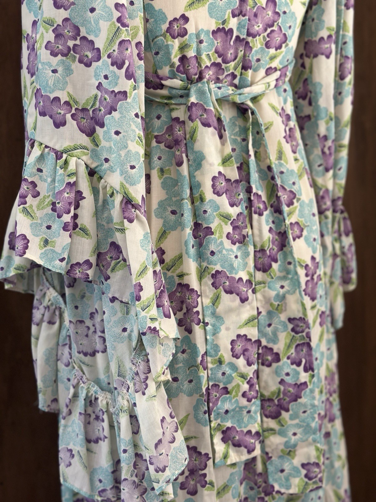 Vintage 70’s Floral Boho Maxi Butterfly Sleeve Maxi Dress XS/S Boho Hippie