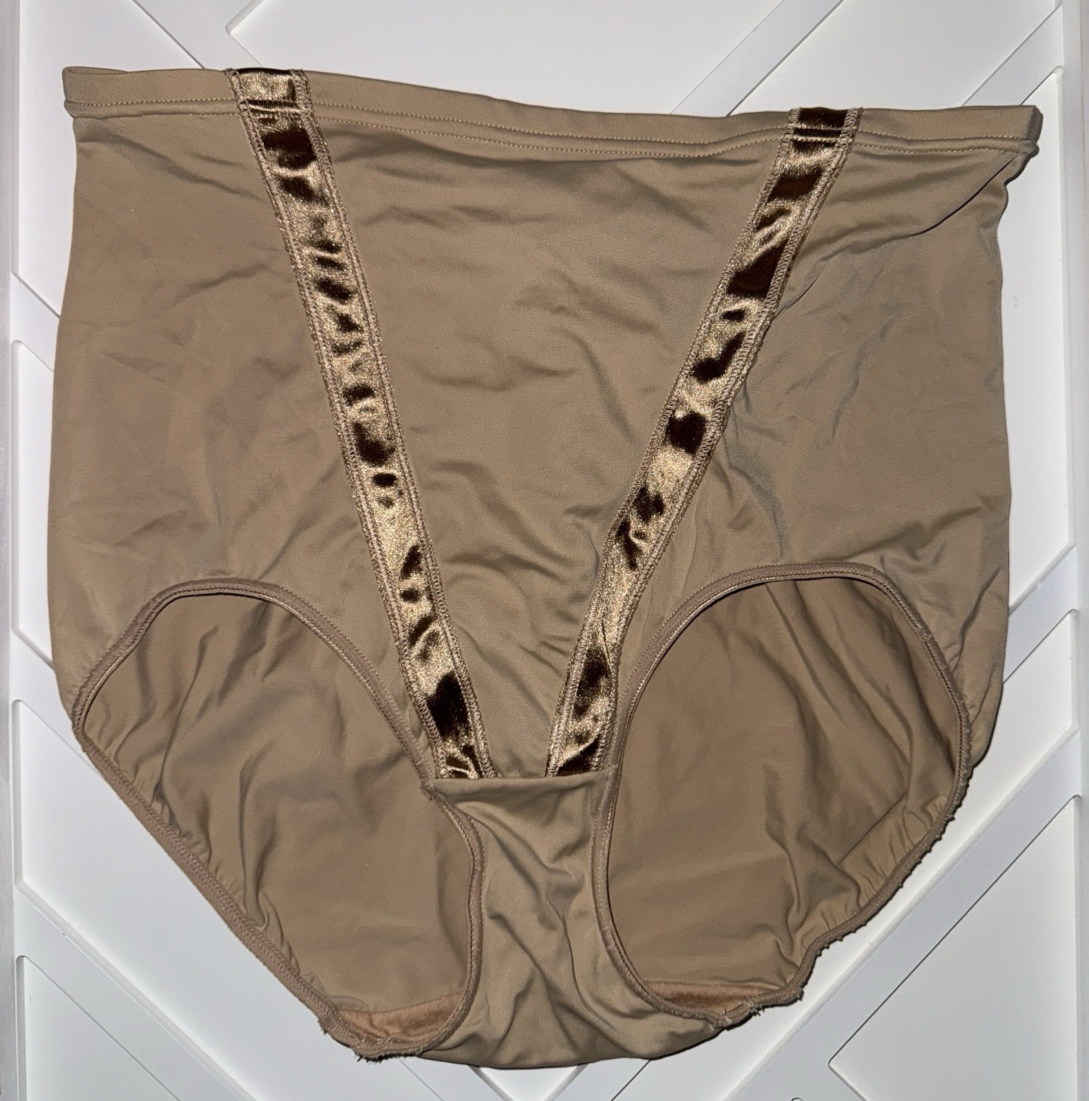 Vintage Sweet Nothings Panties Beige 2XL High Waisted Full Brief Silky