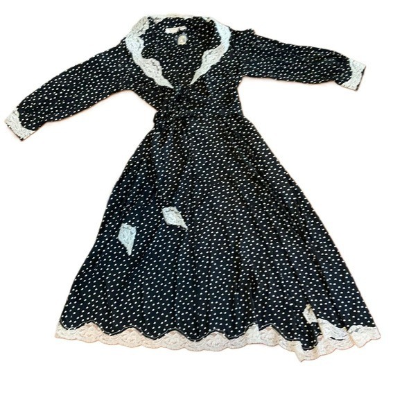 Victoria&rsquo;s Secret Robe Women P/S Black Polka Dot Lace Trim Vintage NWT