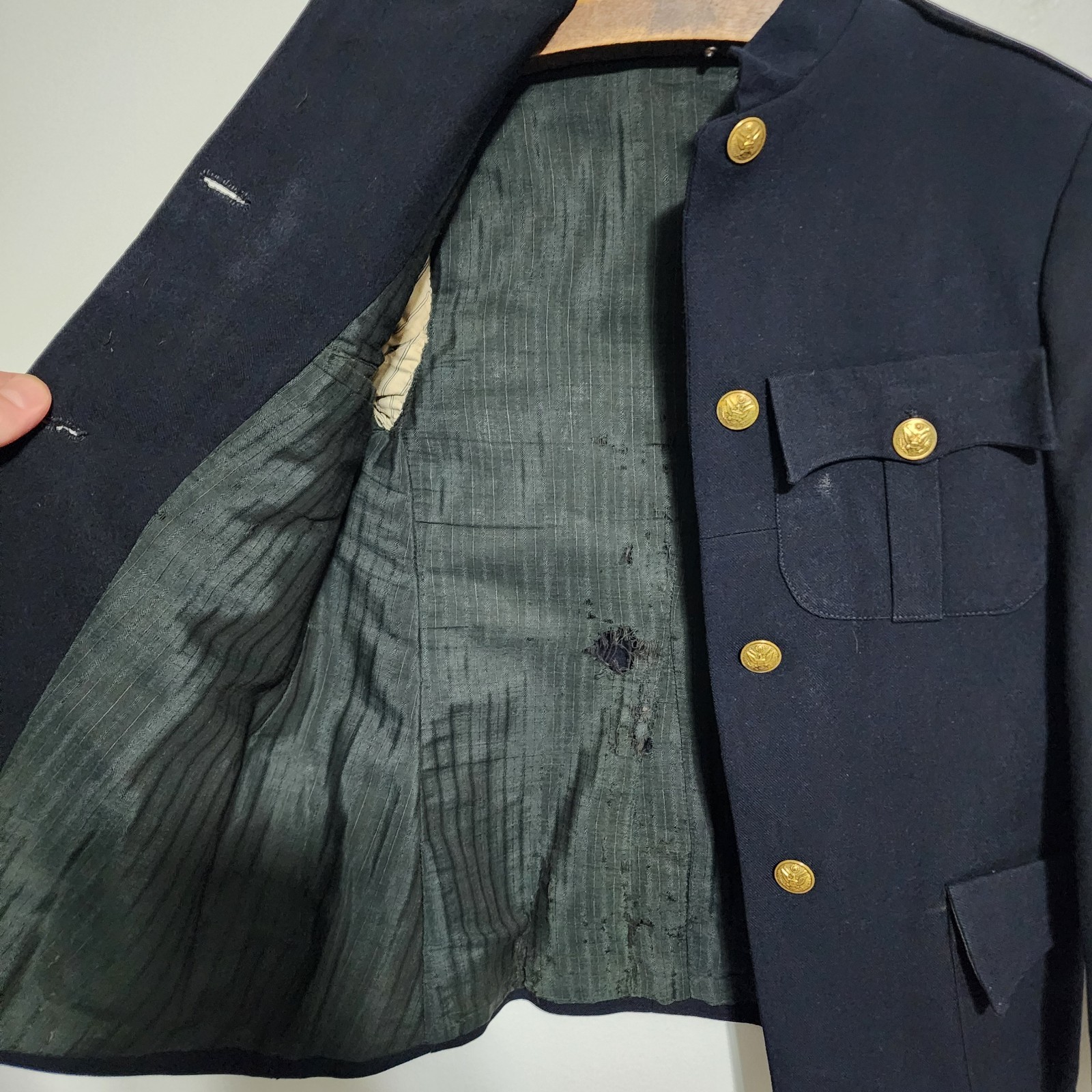 Vtg Cadet Tunic Jacket Globe Clothing Montreal Wool High Collar Antique