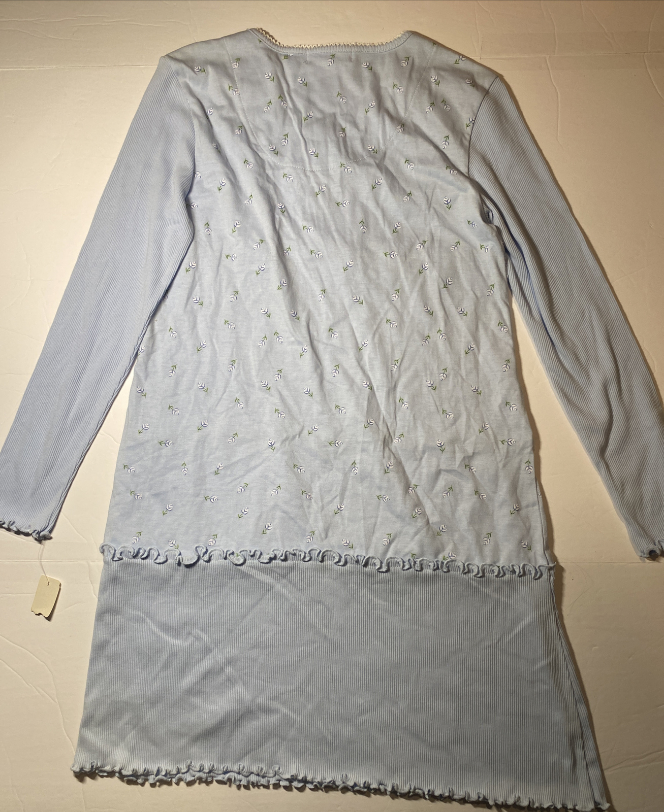 NWT Maidenform Nightgown M Cotton Polyester Blue Long Sleeves