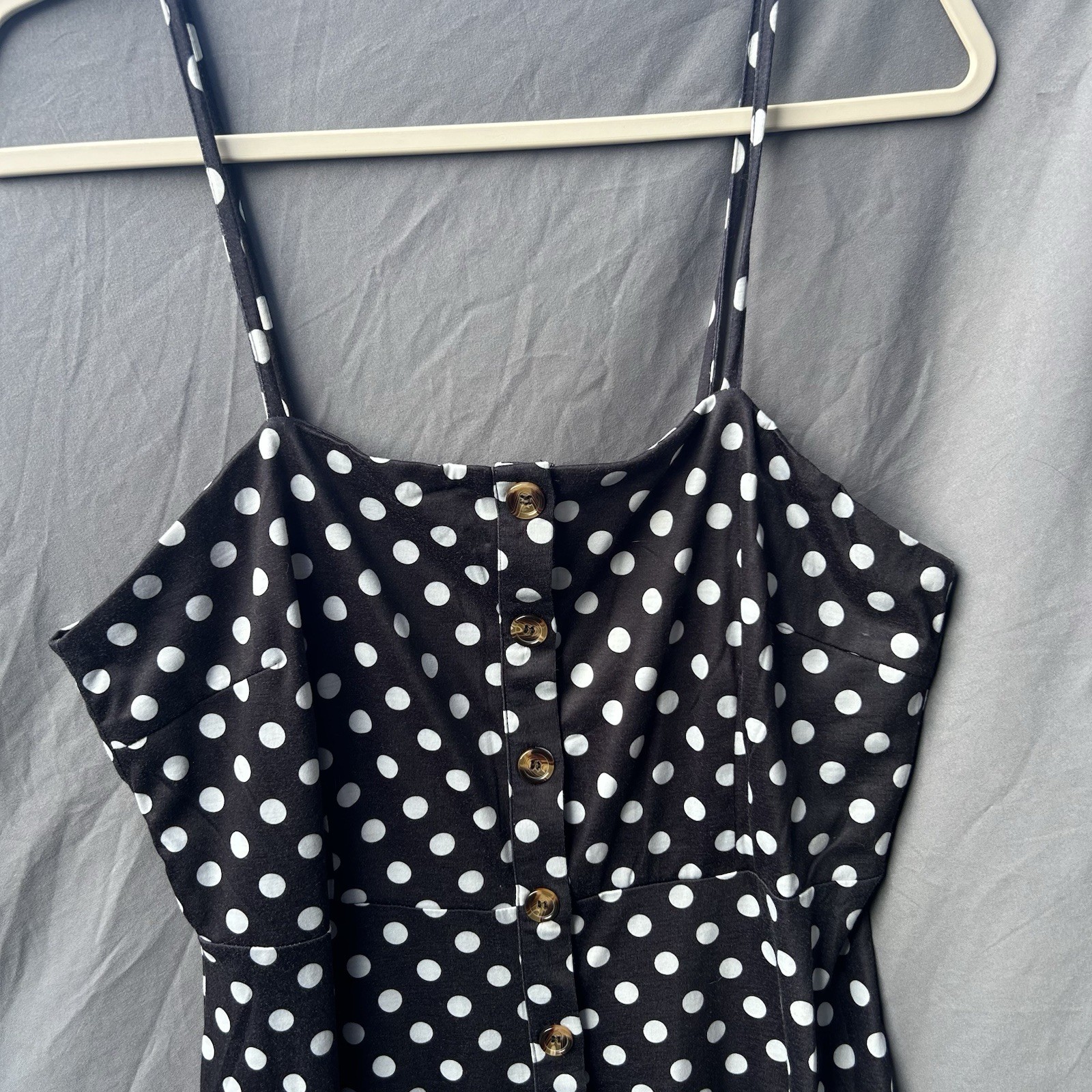 Black & White Polka Dot Sundress Size L Preppy Old Money Coquette 90s Grunge