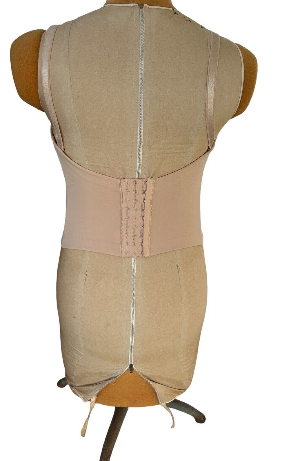 Vintage Push Up Bustier Size 38B Beige 3 Sets of Hooks Padded Made in USA READ