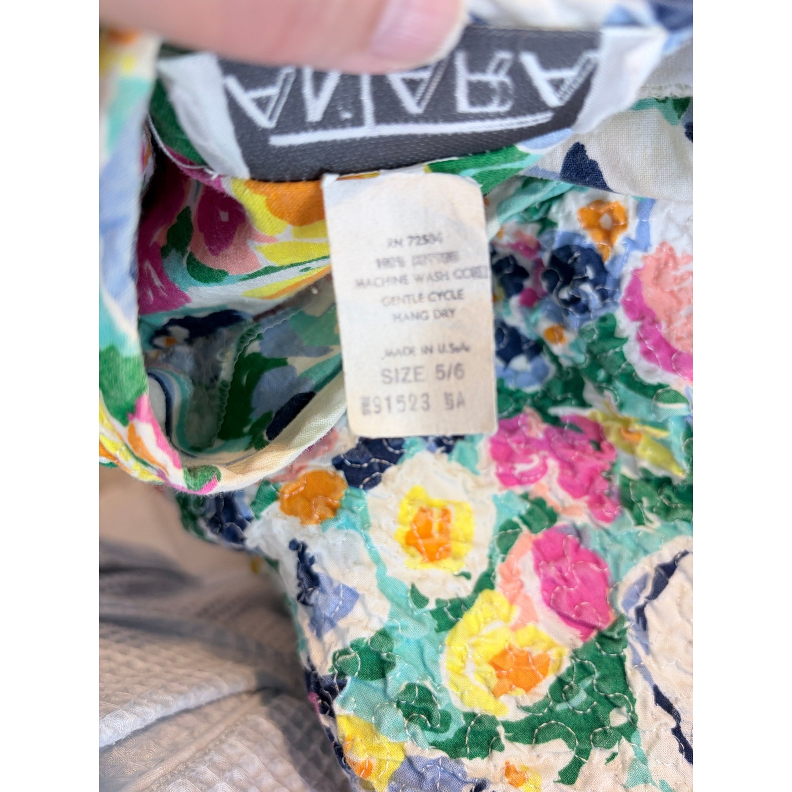 Antara Vintage 90s Floral Smocked Bodice Midi Dress Multi Color Cotton 5