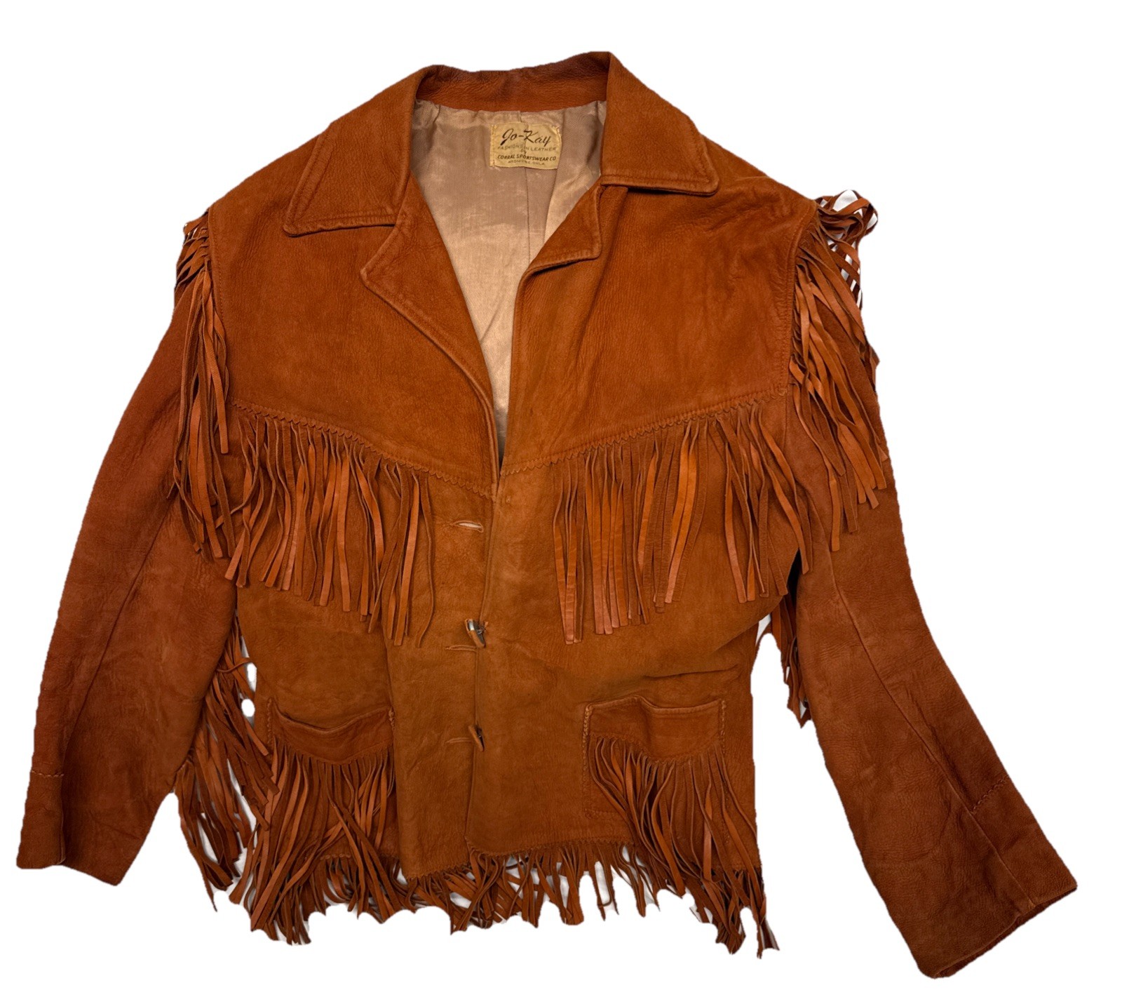 Vintage 50s 60s Joo-Kay Suede Leather Fringe Western Size 18 *See Description