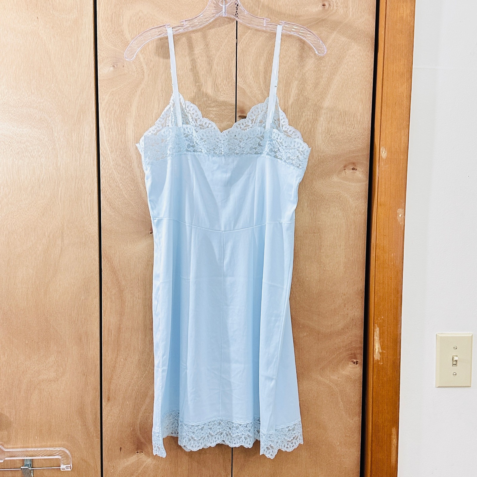 1971 Vassarette Blue Full Slip w/ Chiffon Peekaboo Cups LACY & BEAUTIFUL Med