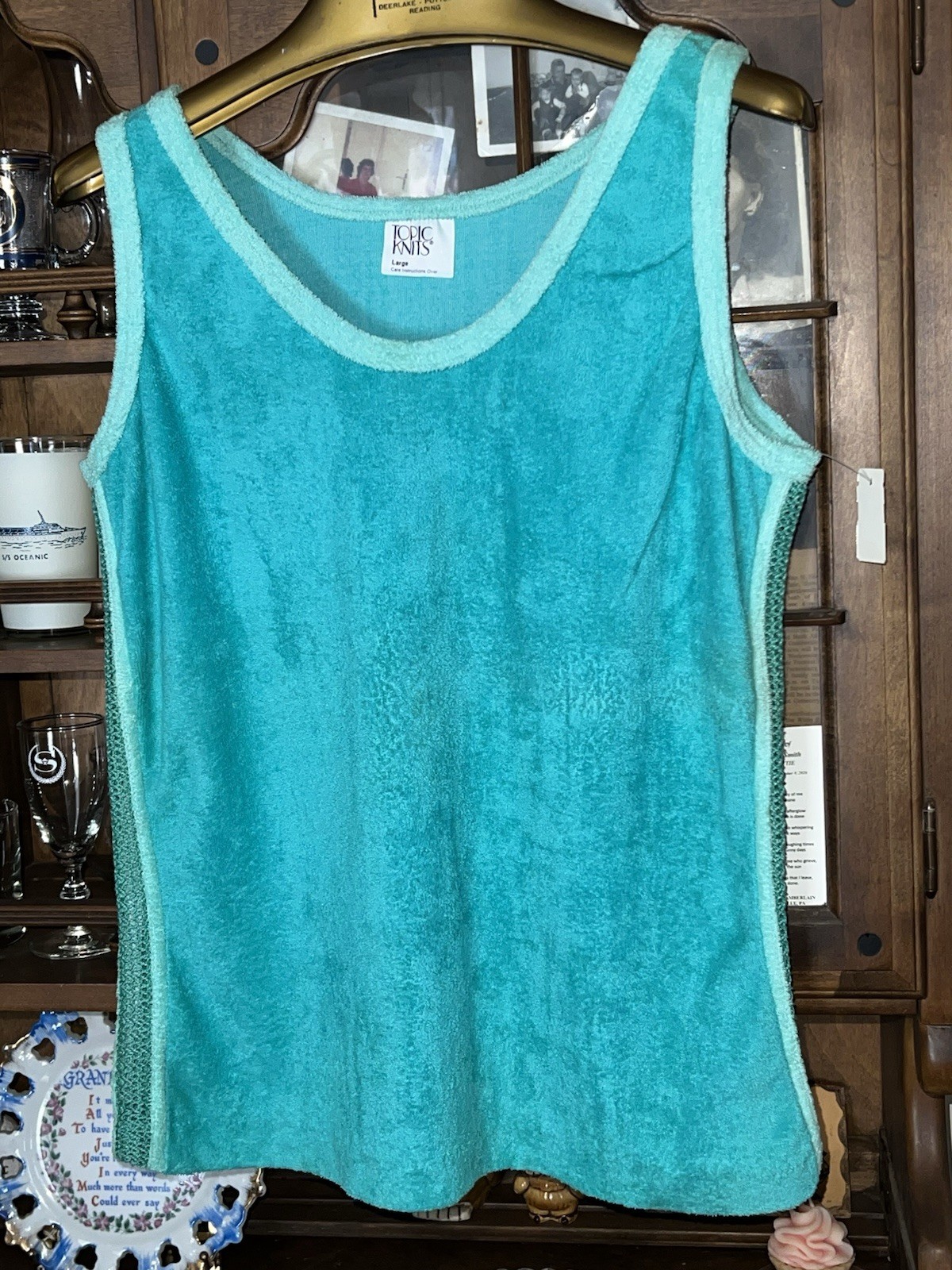 NWT VTG Topic Knits Terry Tank Top w/Mesh Sides Sz LG 1980s Boscov’s