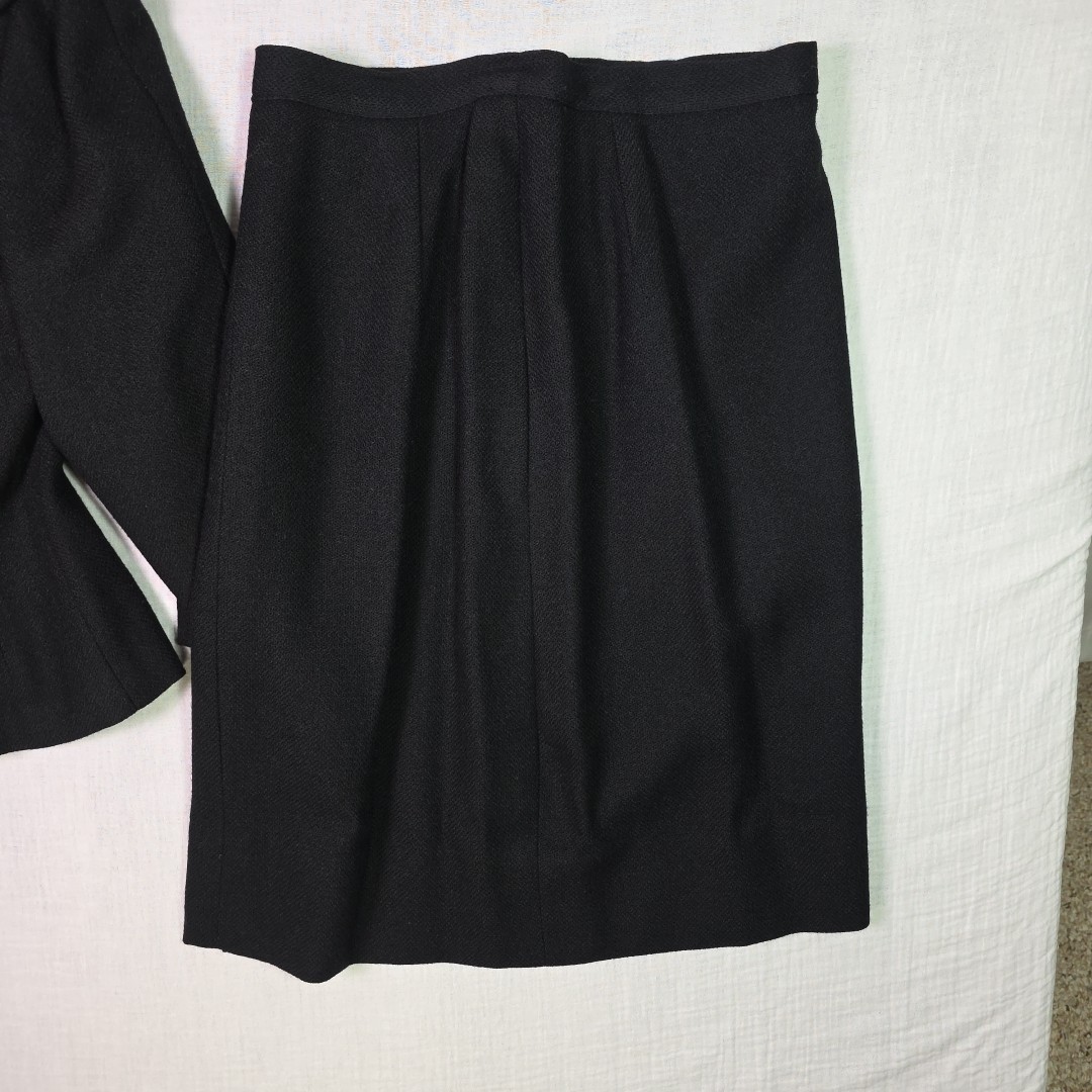 Vintage Lilli Ann Black Wool Suit Set w Genuine Fur Collar 2 Pc Small