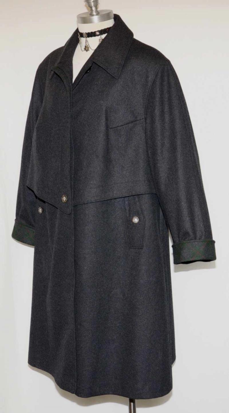 BOILED WOOL Long OVER COAT Winter Women German BLACK ~ WARM LINING Jacket XL 2XL
